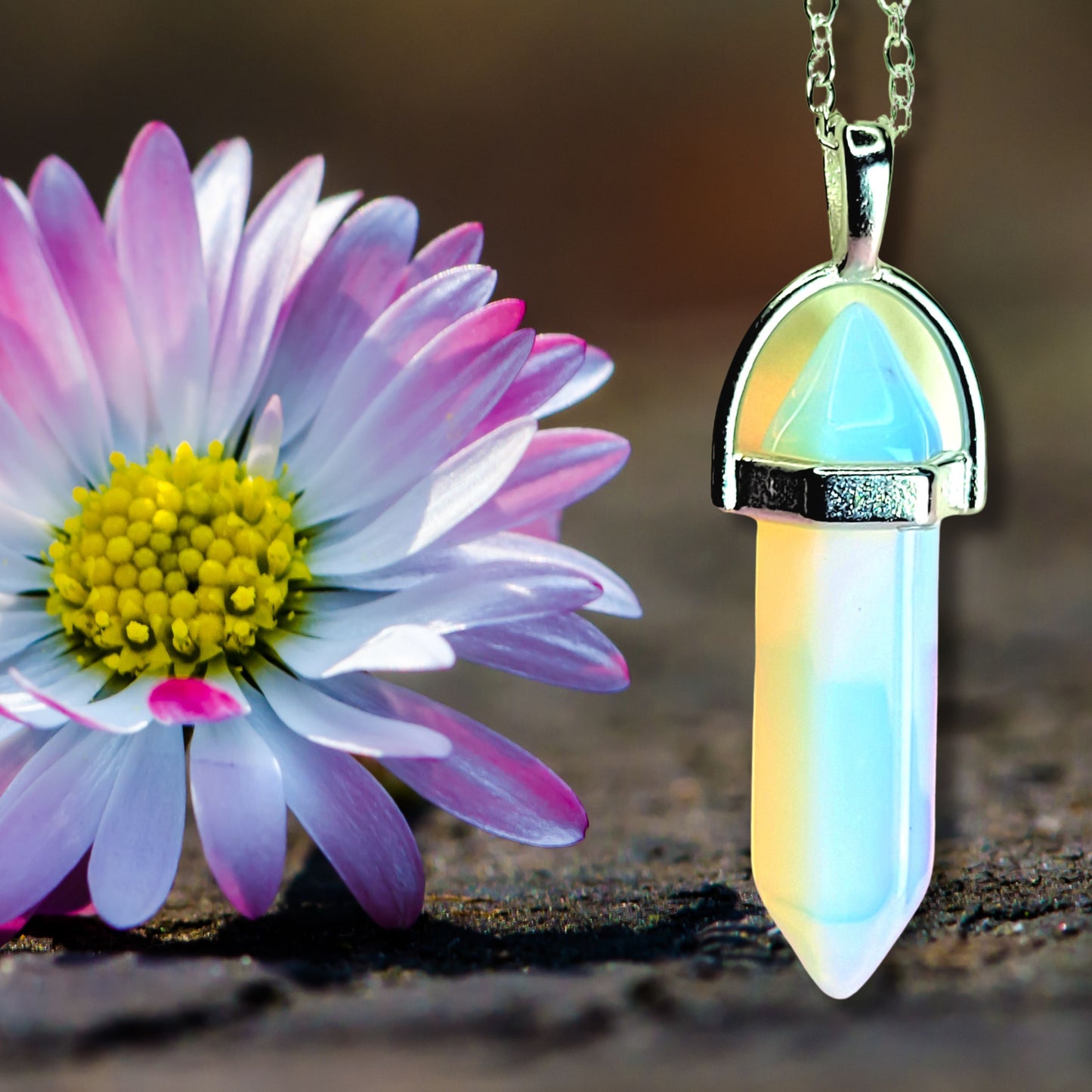 Natural Healing Stone Silver Plated Chain Collection