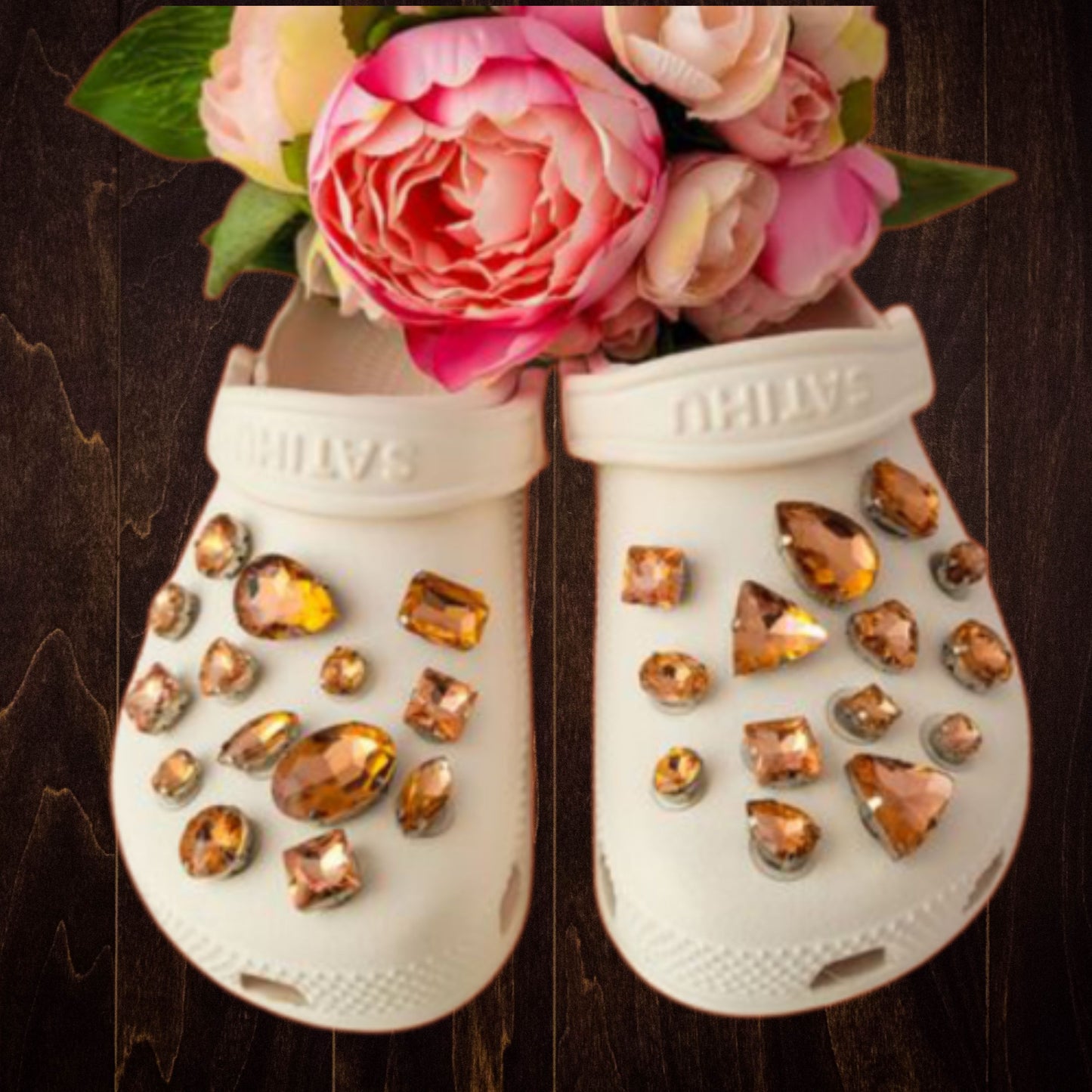 Crocs Charms Orange Glass Rhinestone Shoe Charms