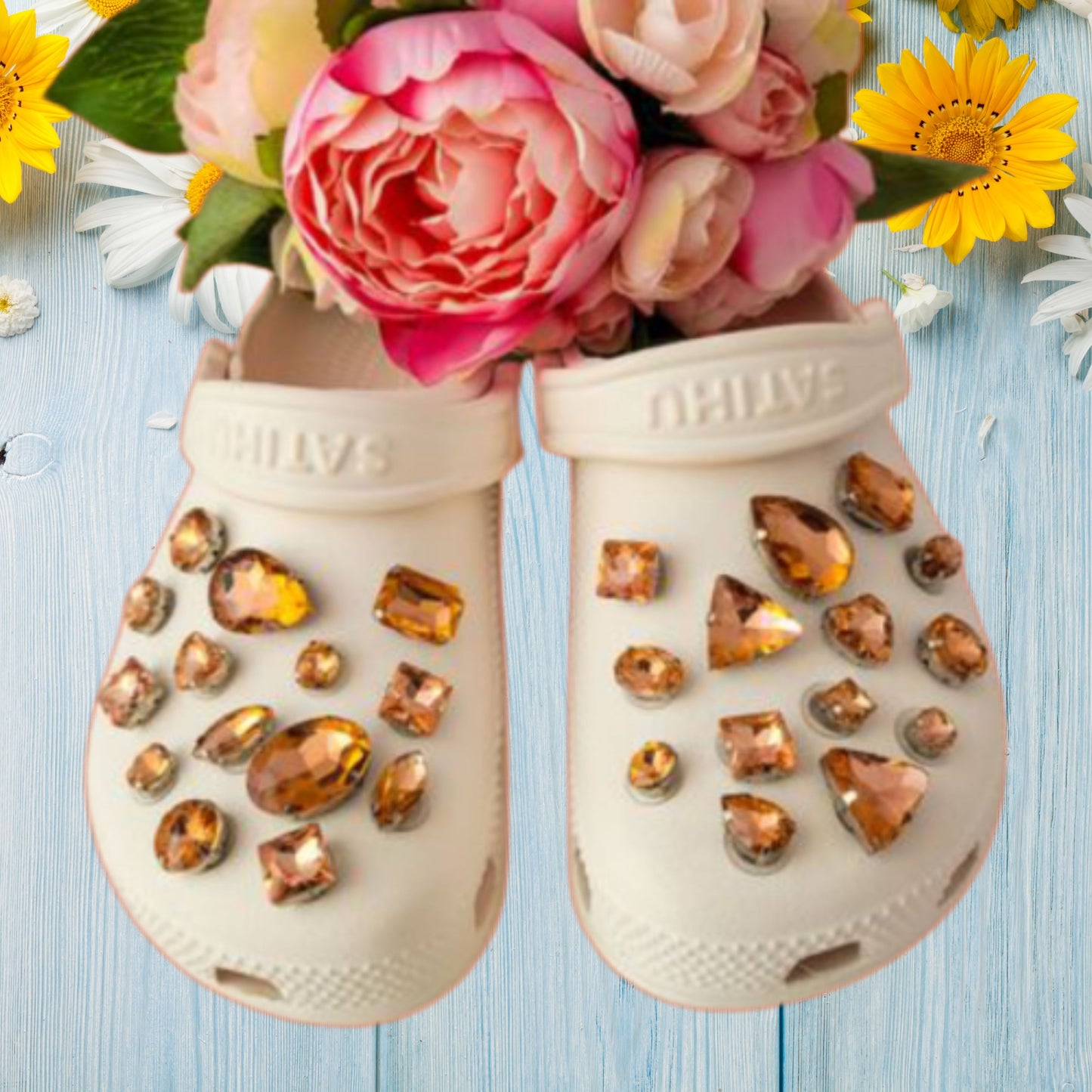 Crocs Charms Orange Glass Rhinestone Shoe Charms