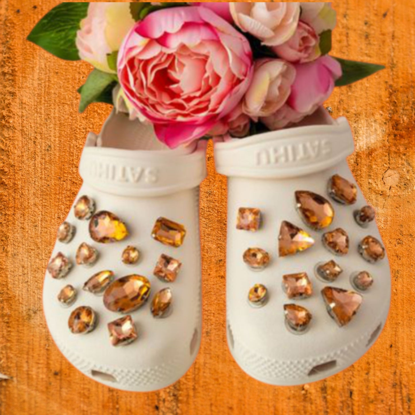 Crocs Charms Orange Glass Rhinestone Shoe Charms