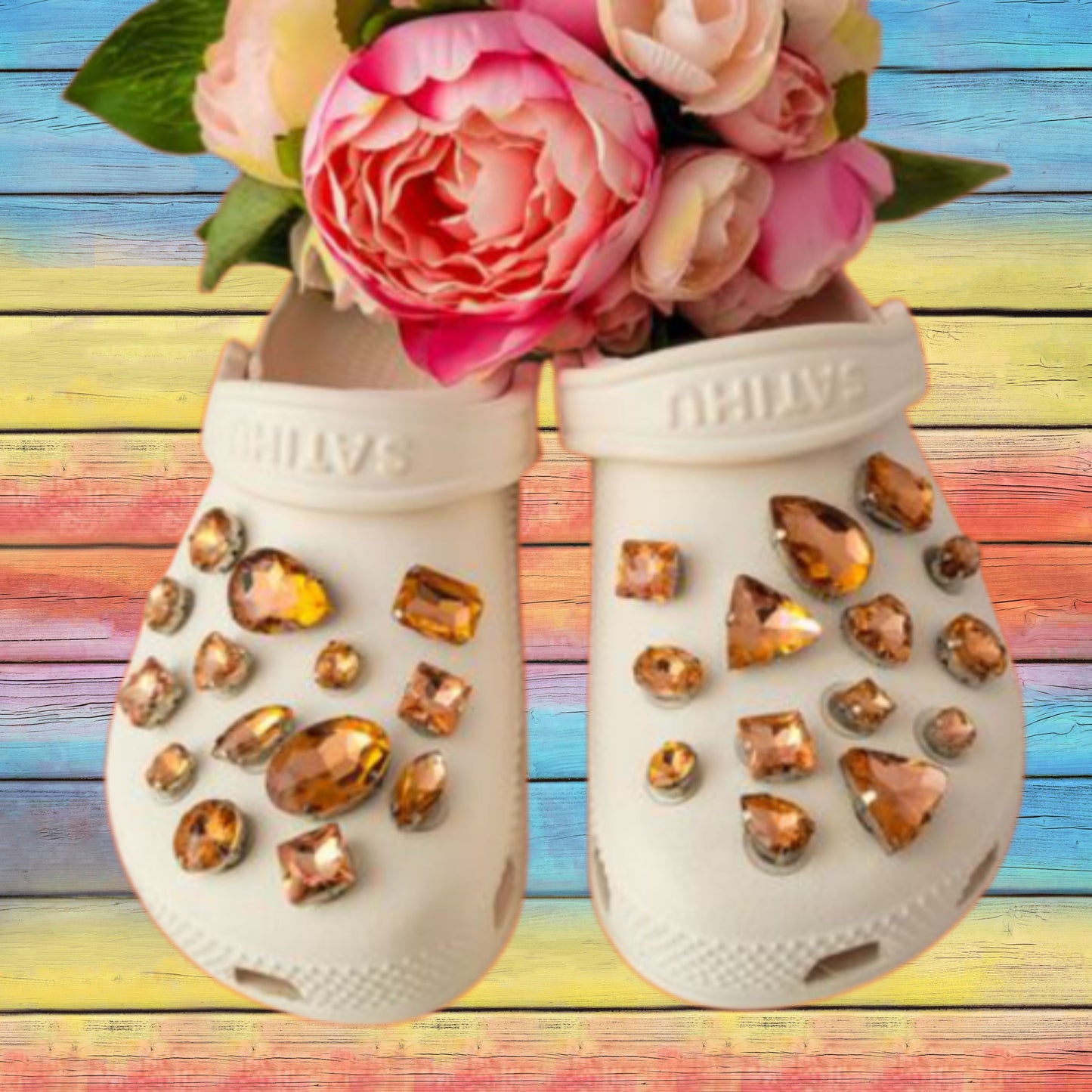 Crocs Charms Orange Glass Rhinestone Shoe Charms