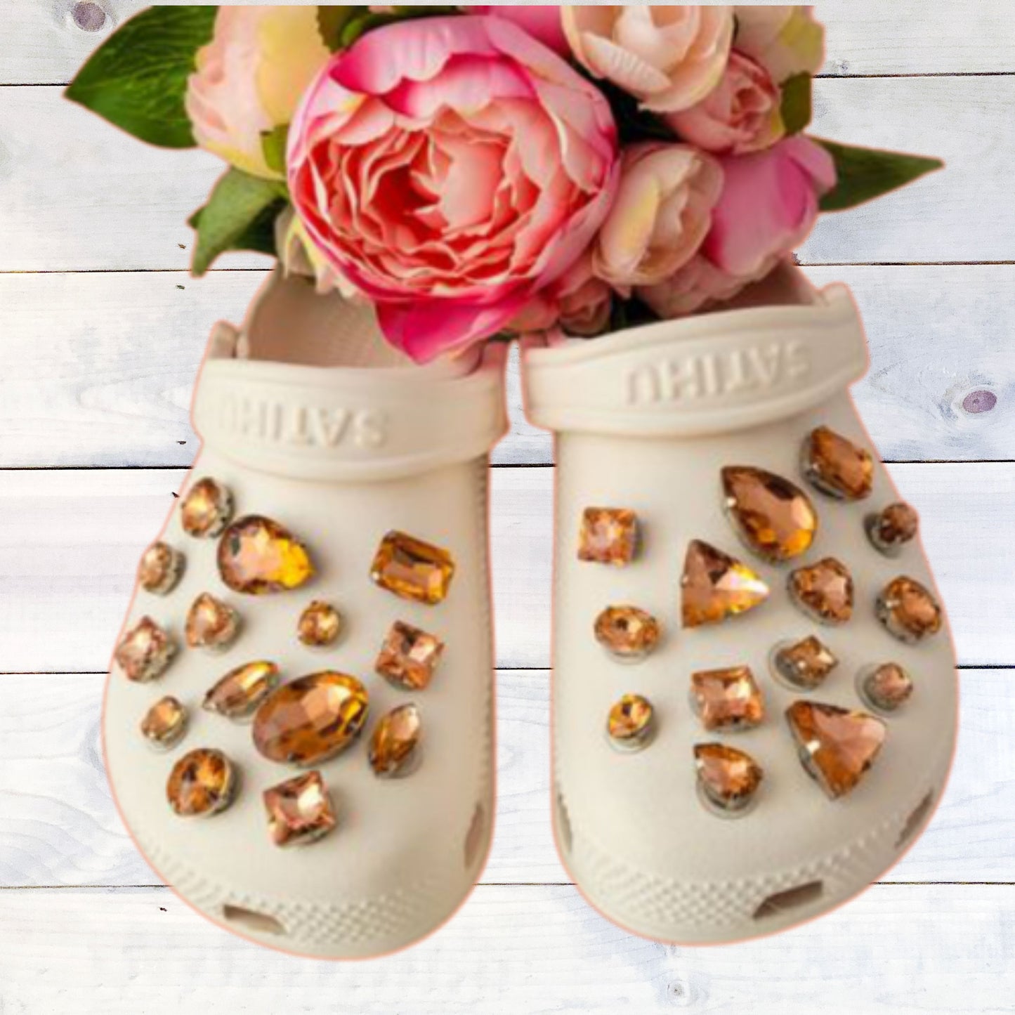 Crocs Charms Orange Glass Rhinestone Shoe Charms
