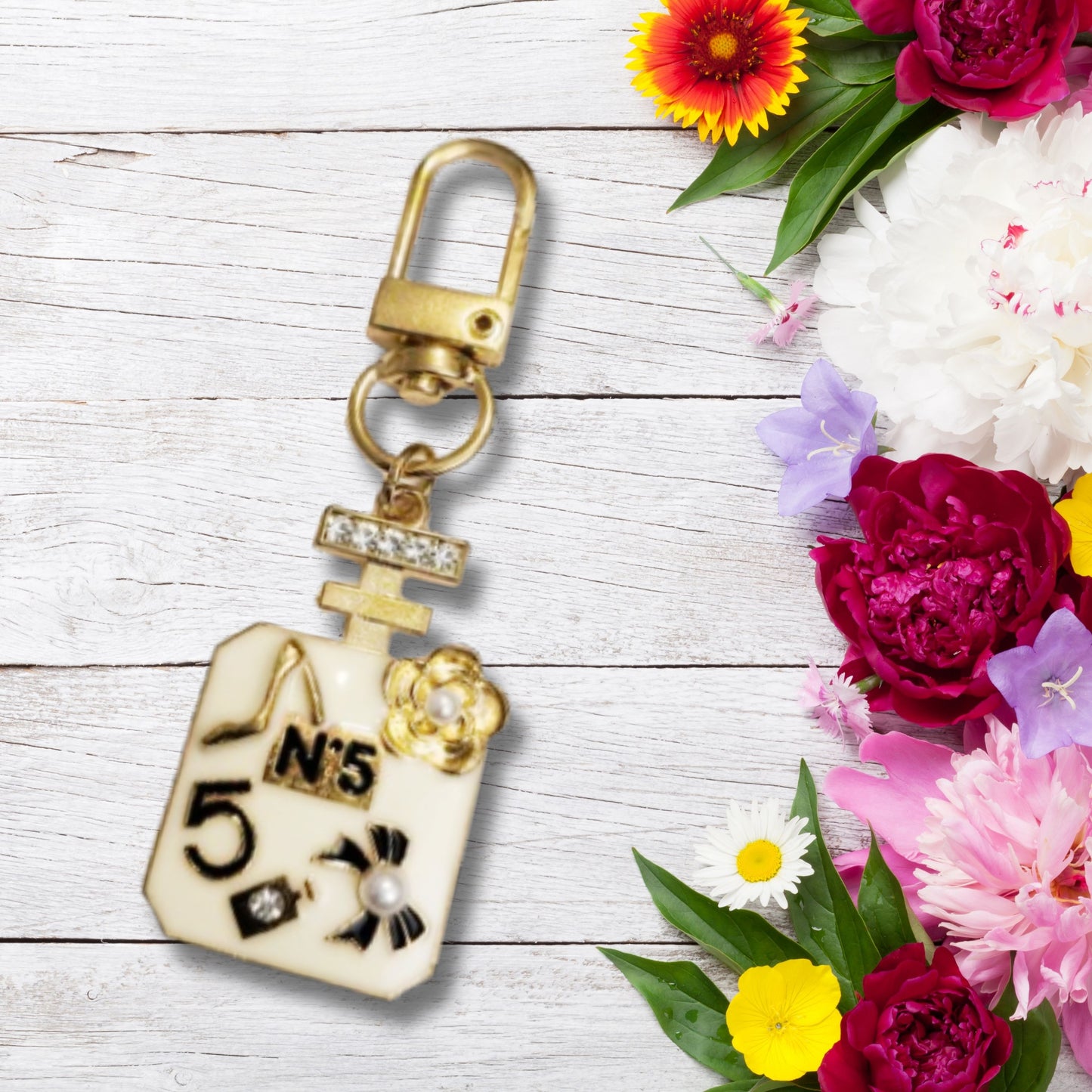 Gold Perfume Keychain Purse Tag