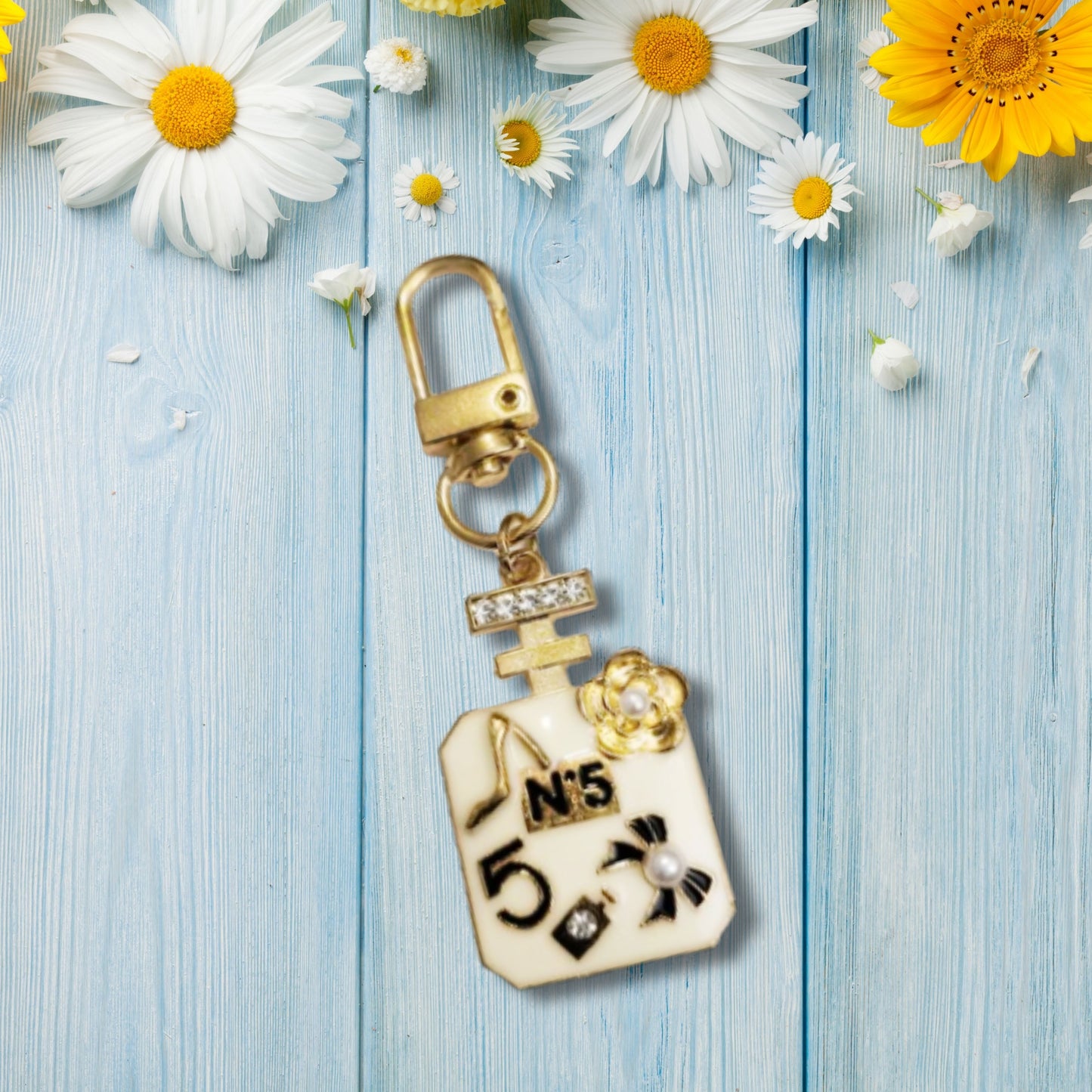 Gold Perfume Keychain Purse Tag