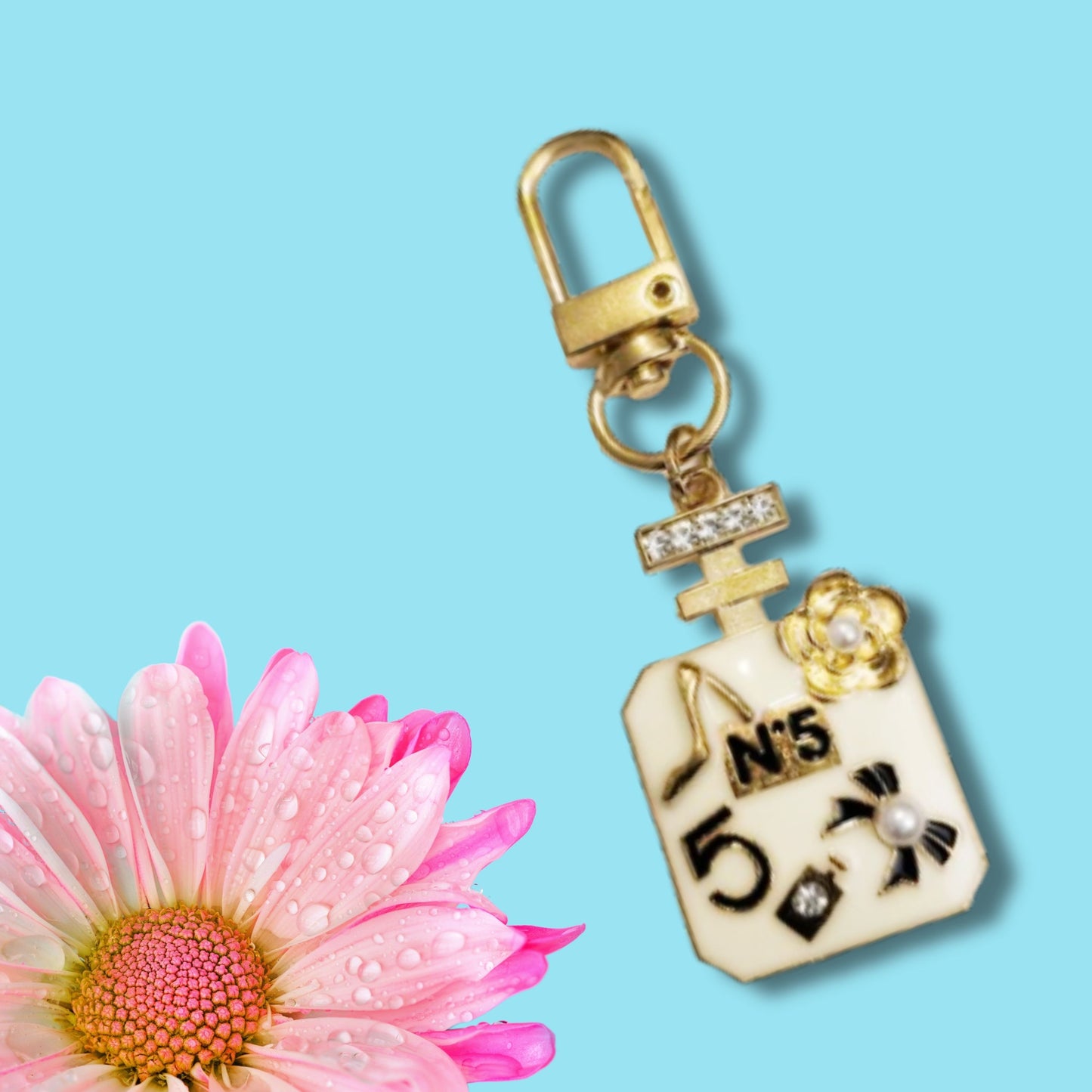 Gold Perfume Keychain Purse Tag