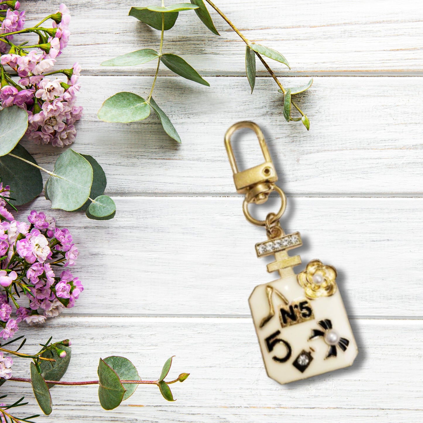 Gold Perfume Keychain Purse Tag