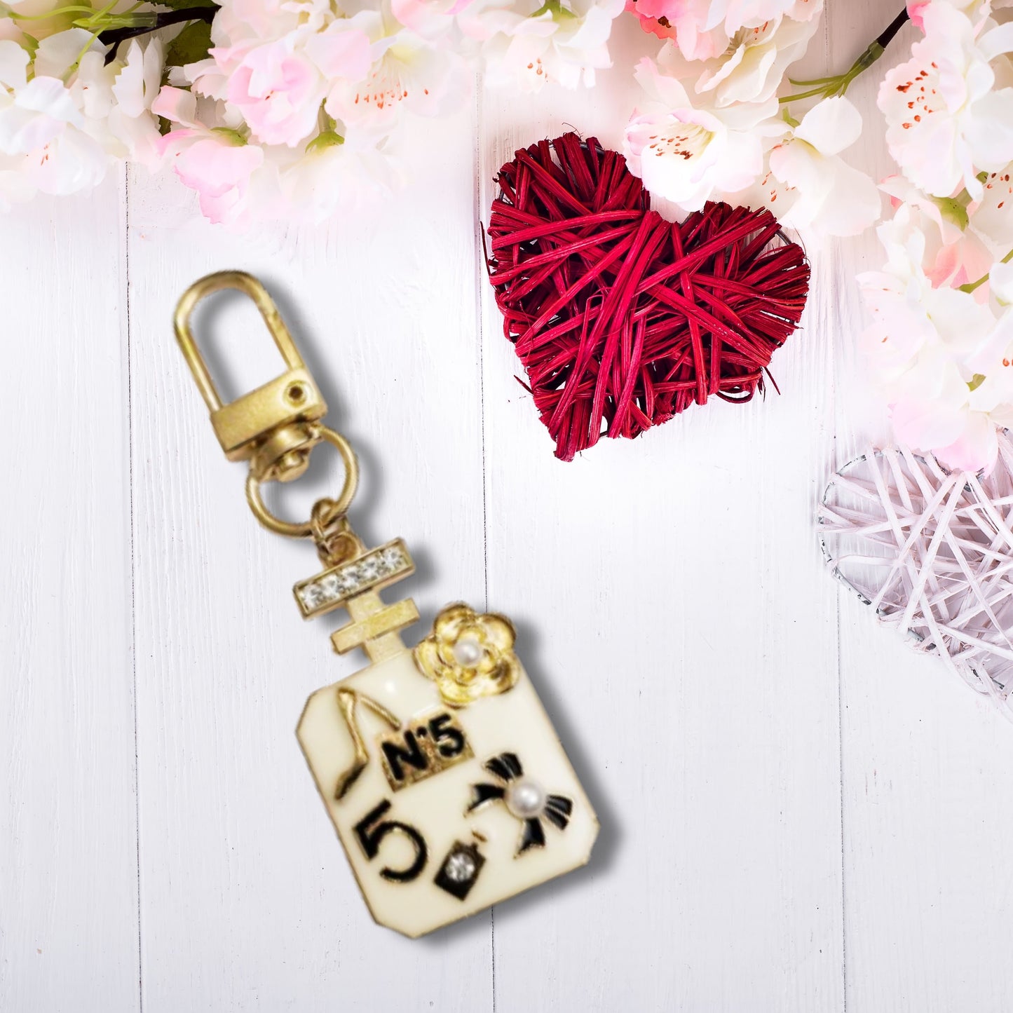 Gold Perfume Keychain Purse Tag