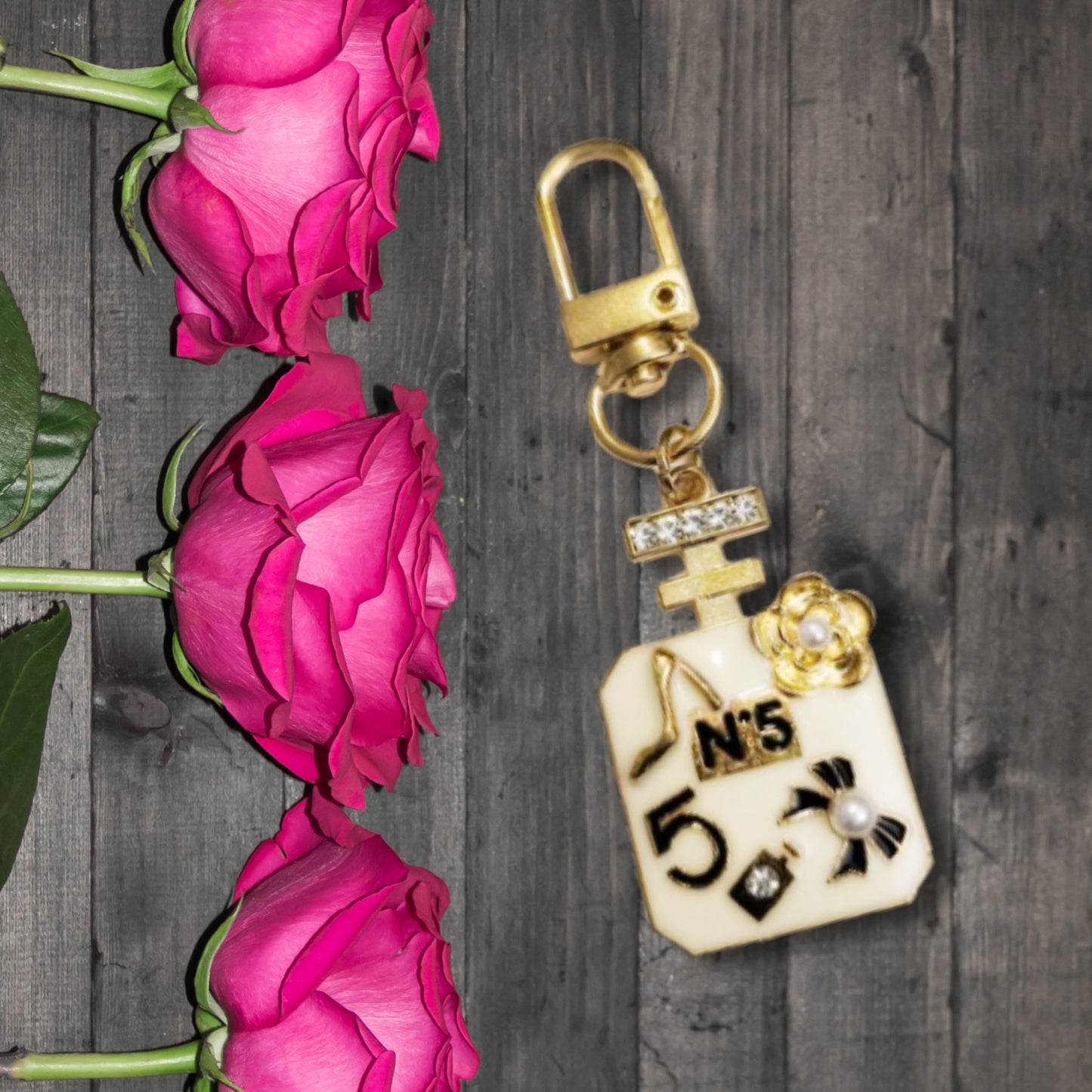 Gold Perfume Keychain Purse Tag