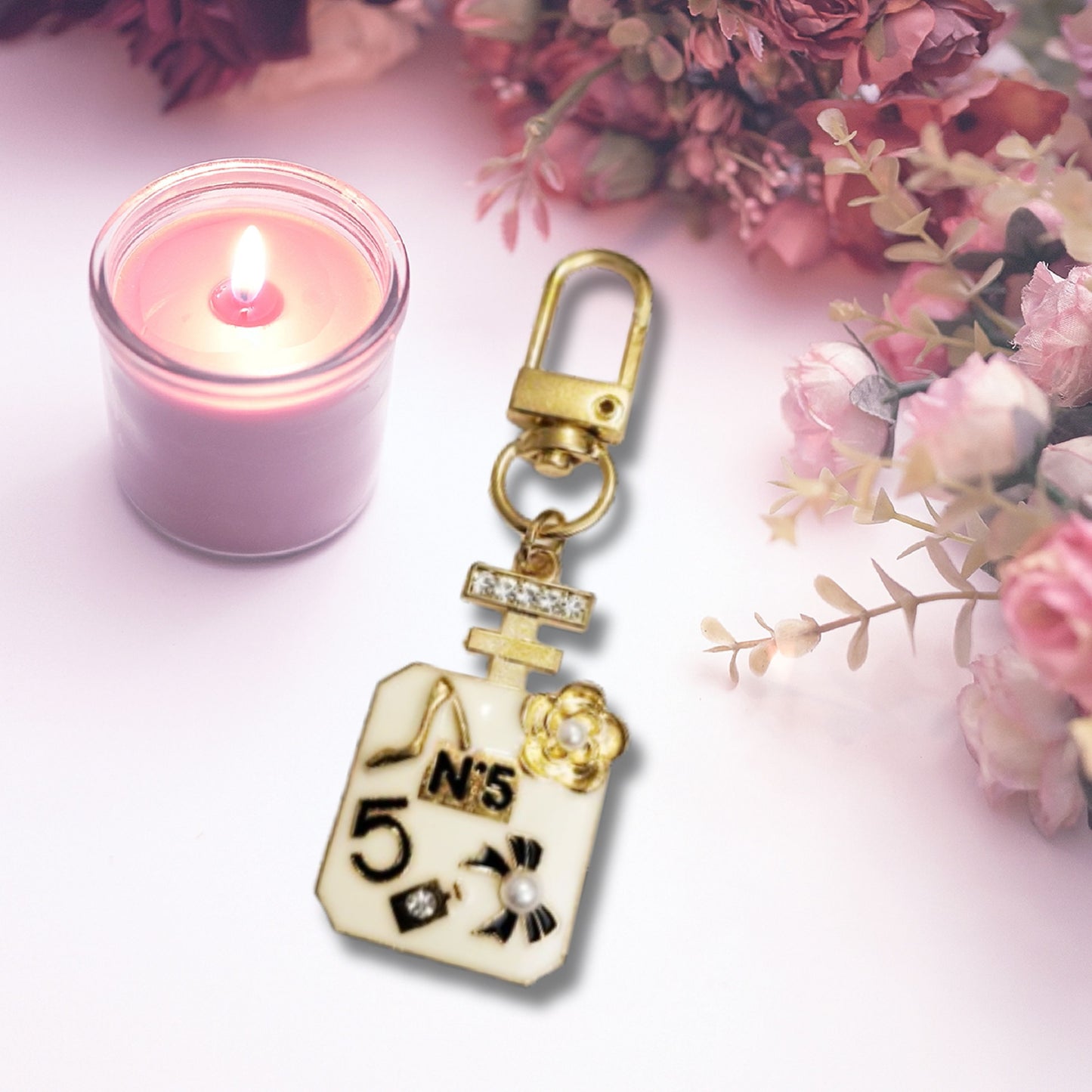 Gold Perfume Keychain Purse Tag