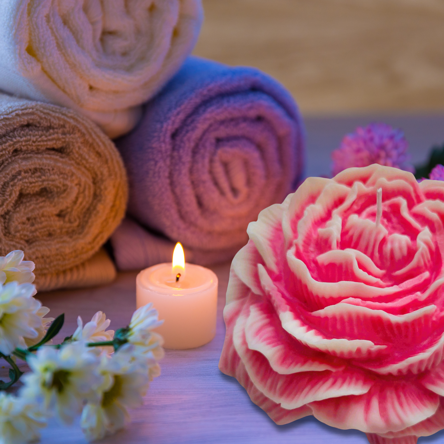 Jumbo Peony Rose Unscented Soy Wax Candle