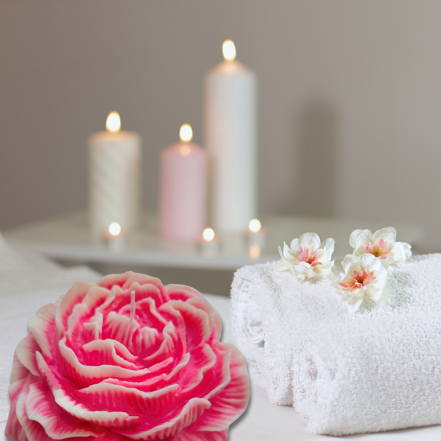 Jumbo Peony Rose Unscented Soy Wax Candle