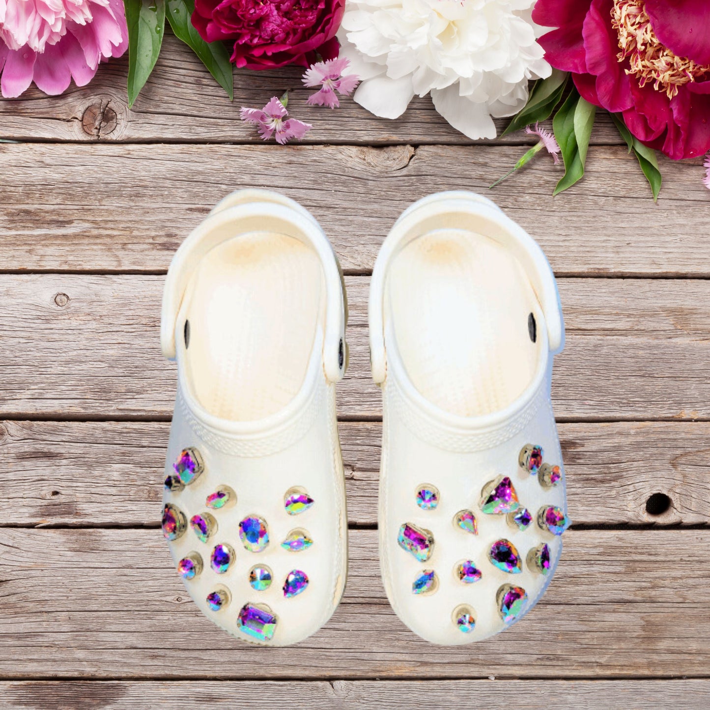Crocs Charms Rainbow Iridescent Glass Rhinestone Shoe Charms