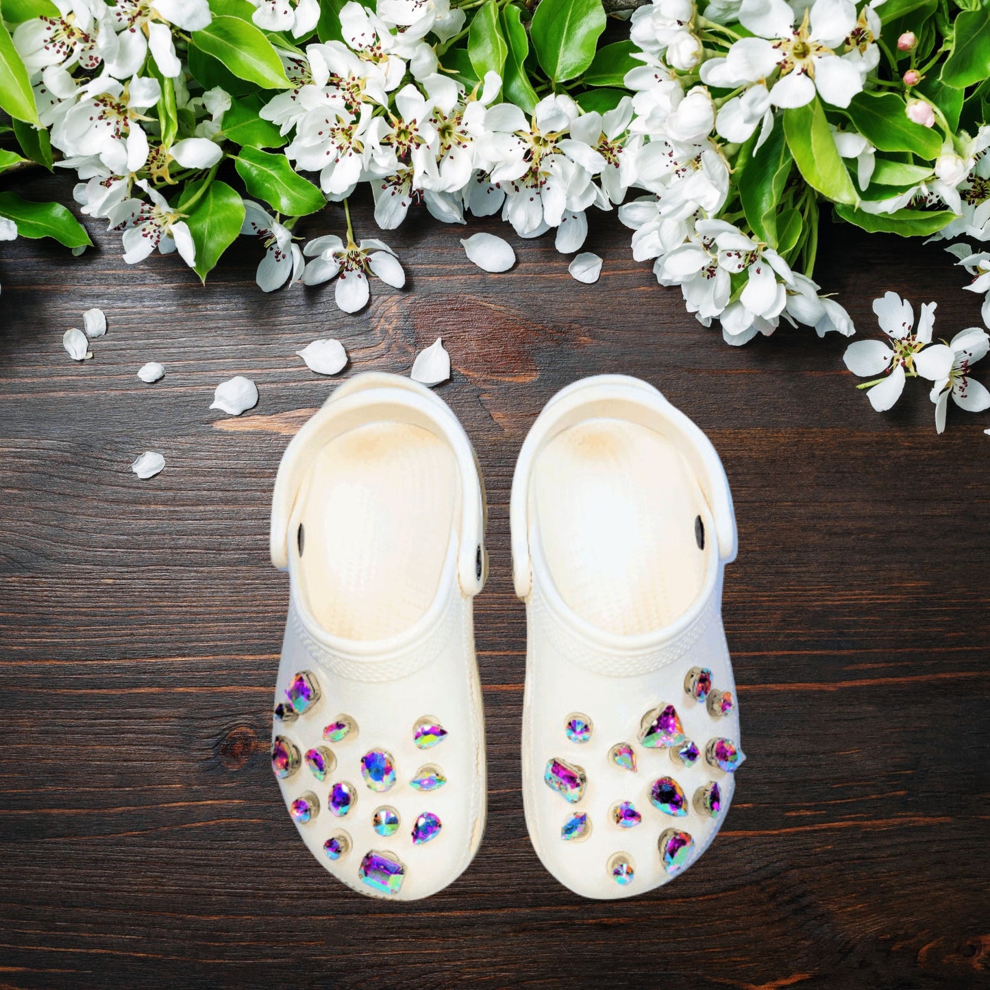 Crocs Charms Rainbow Iridescent Glass Rhinestone Shoe Charms