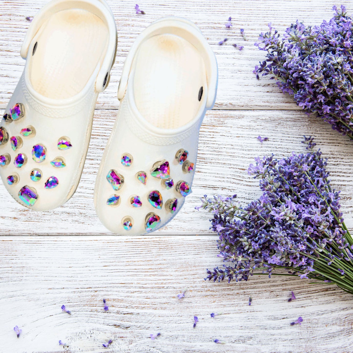 Crocs Charms Rainbow Iridescent Glass Rhinestone Shoe Charms