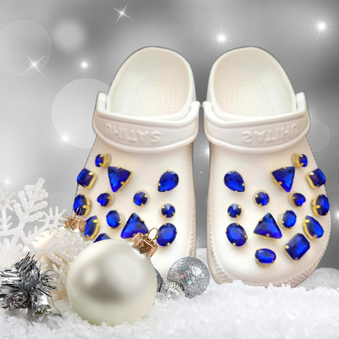 Crocs Charms Gold Claw Blue Glass Rhinestone Shoe Charms
