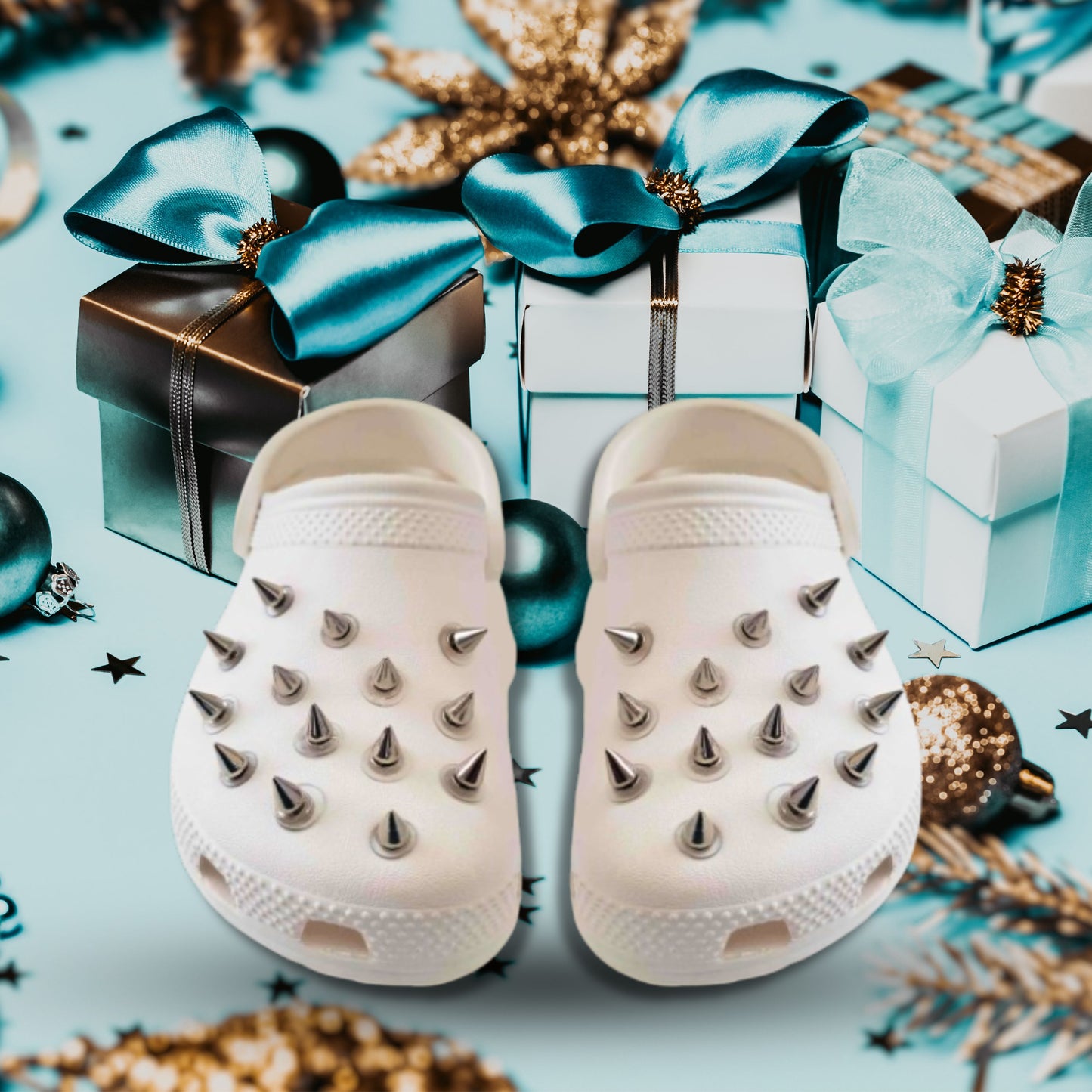 Luxury Silver Metal Spike Shoe Charms