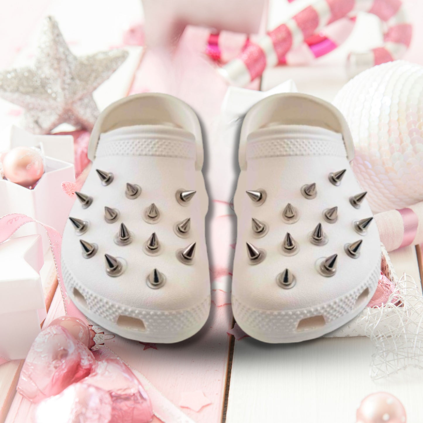 Luxury Silver Metal Spike Shoe Charms
