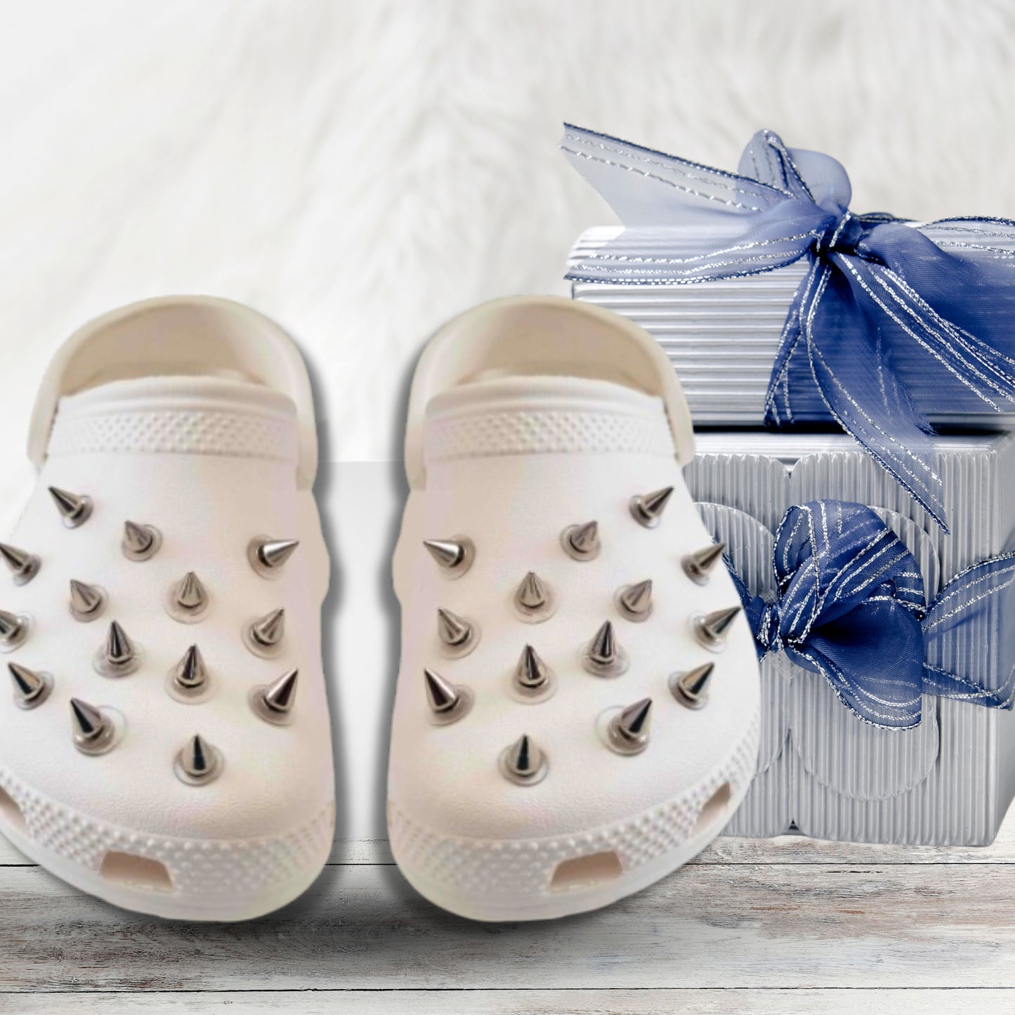 Luxury Silver Metal Spike Shoe Charms