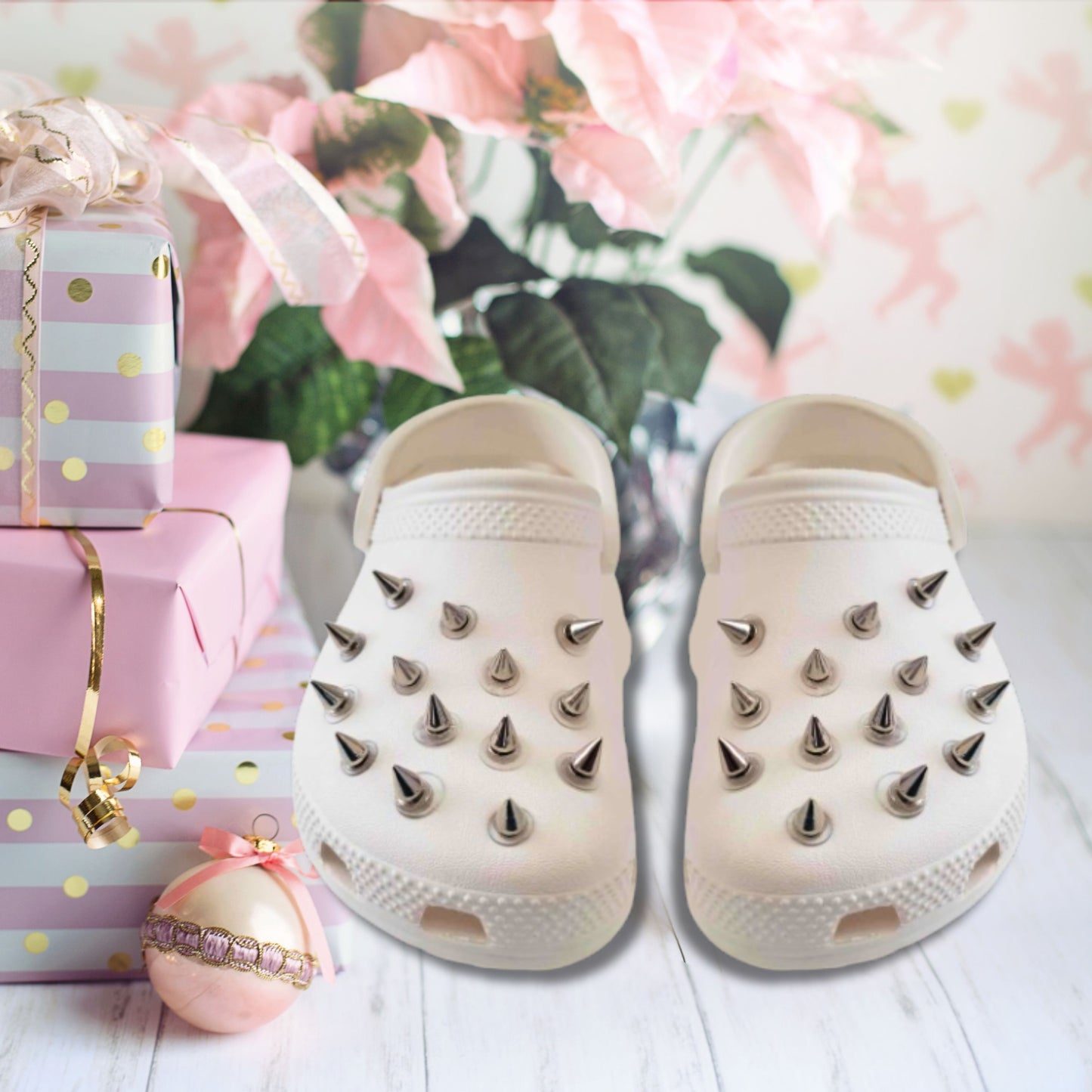 Luxury Silver Metal Spike Shoe Charms