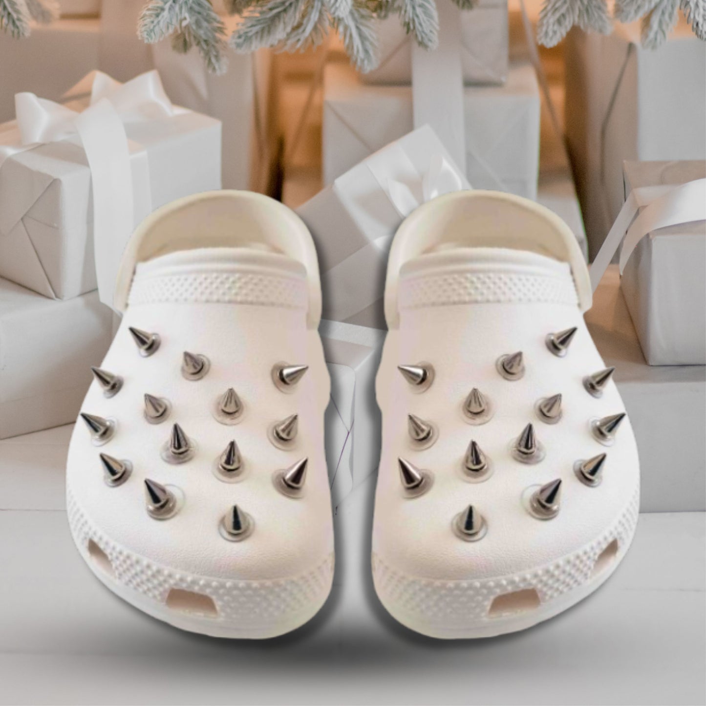 Luxury Silver Metal Spike Shoe Charms