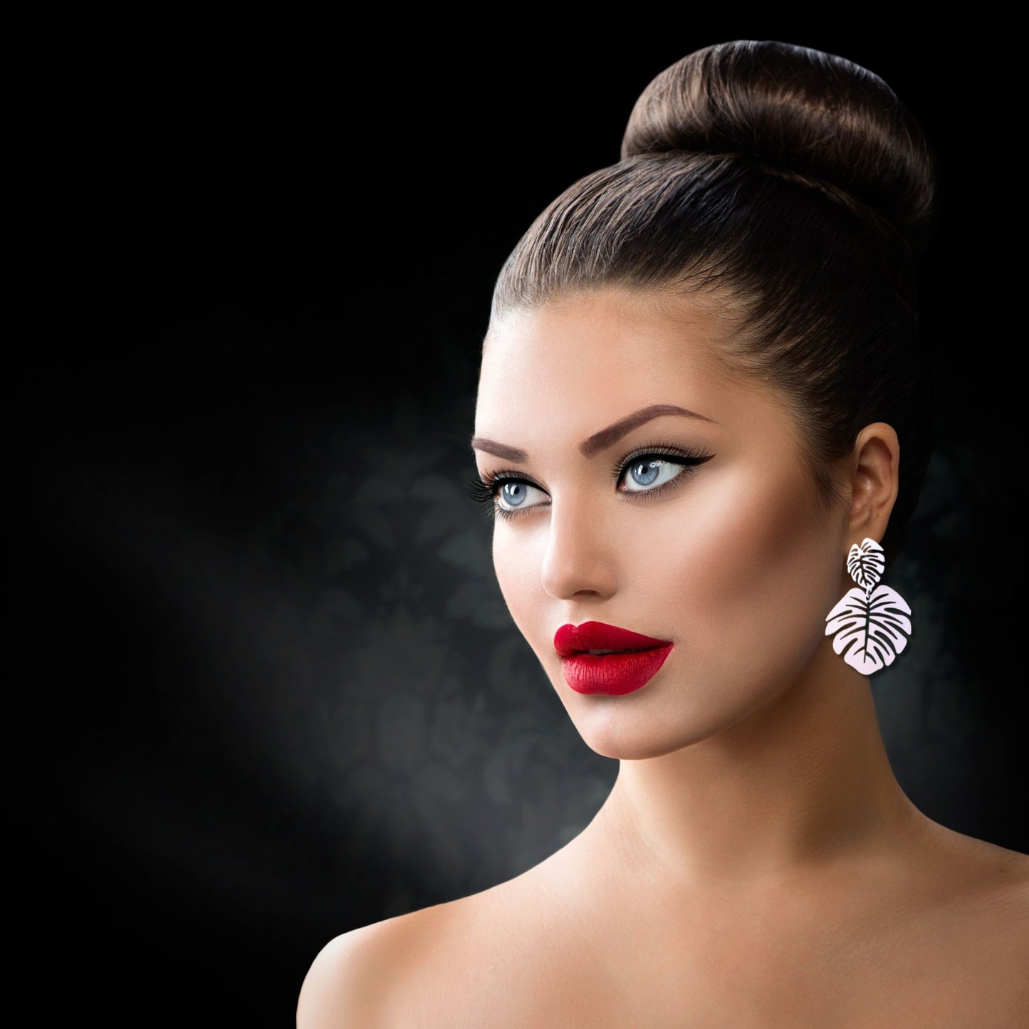 White Tropical Leaves Earrings