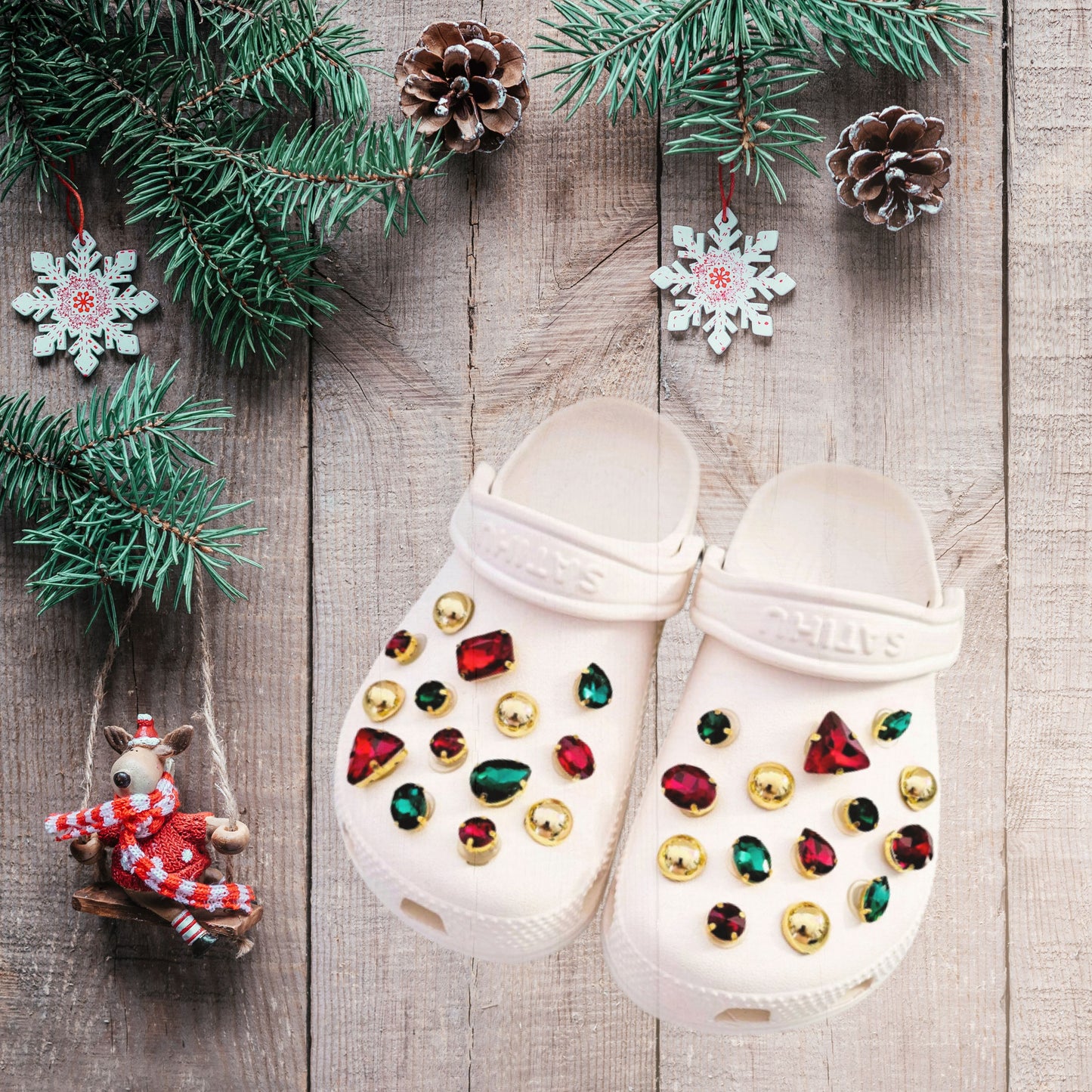 Crocs Charms Christmas Glass Rhinestone Shoe Charms