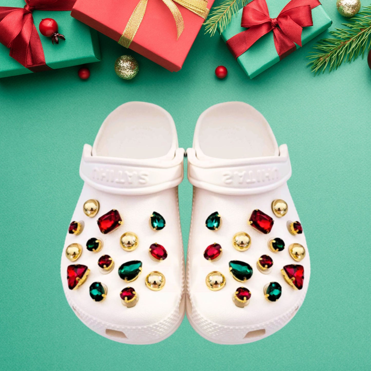 Crocs Charms Christmas Glass Rhinestone Shoe Charms