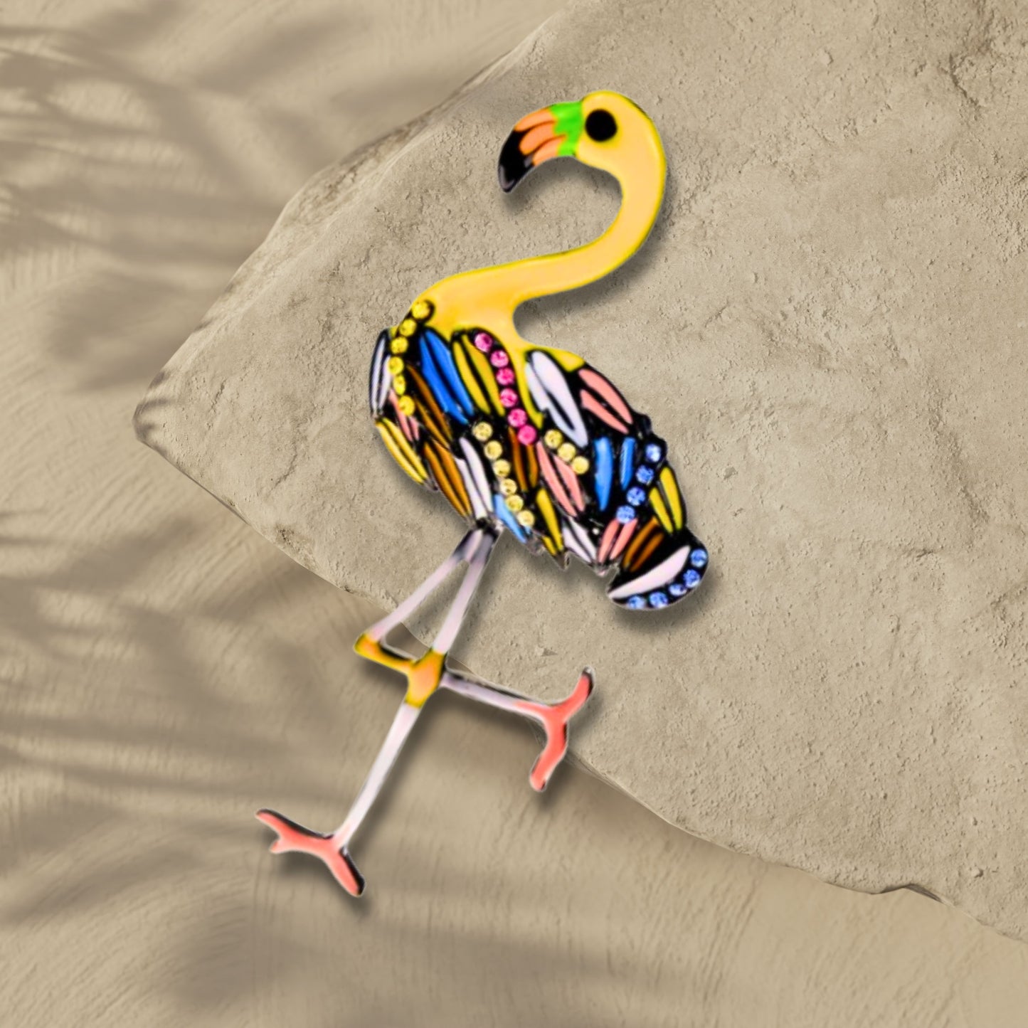 Yellow Flamingo Brooch Pin