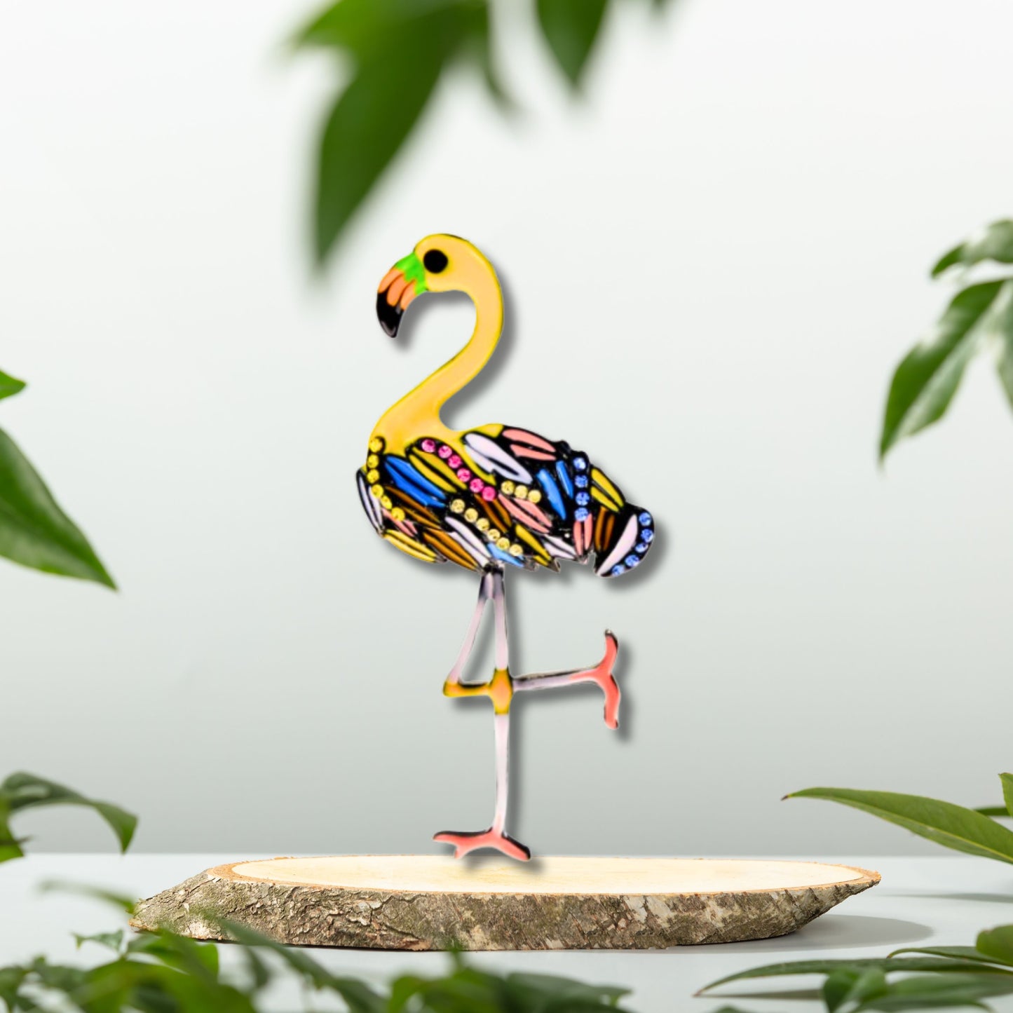 Yellow Flamingo Brooch Pin