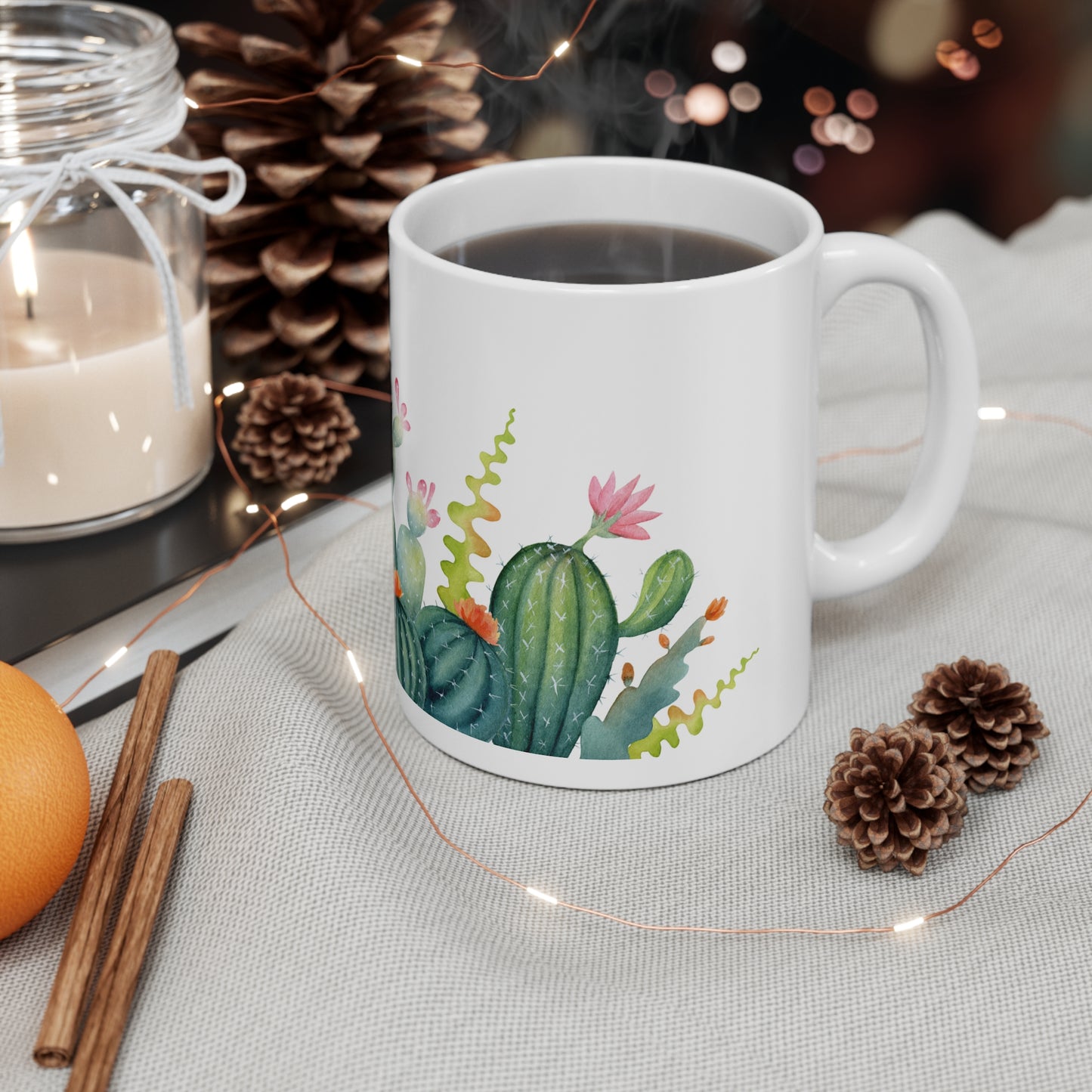 Introducing the Perfect 11oz Ceramic Mug with Cactus Print