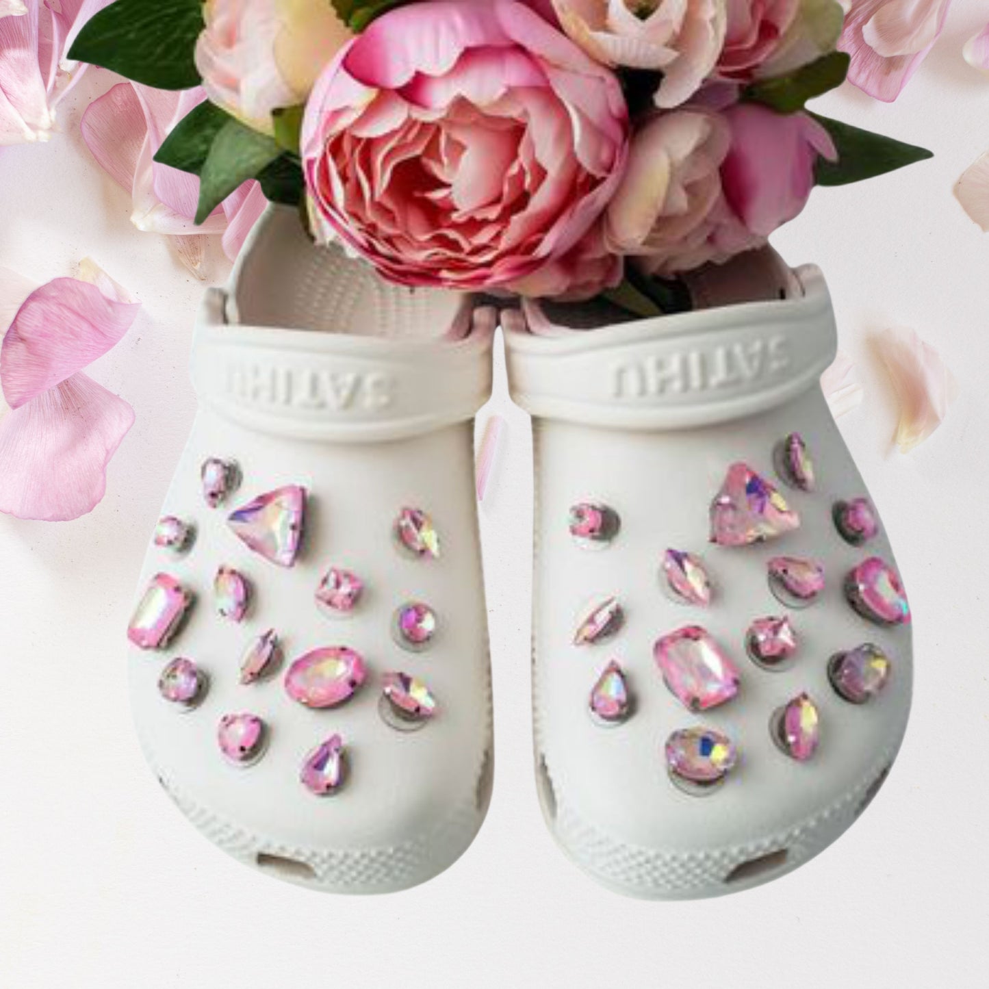 Crocs Charms Pink Iridescent Glass Rhinestone Shoe Charms
