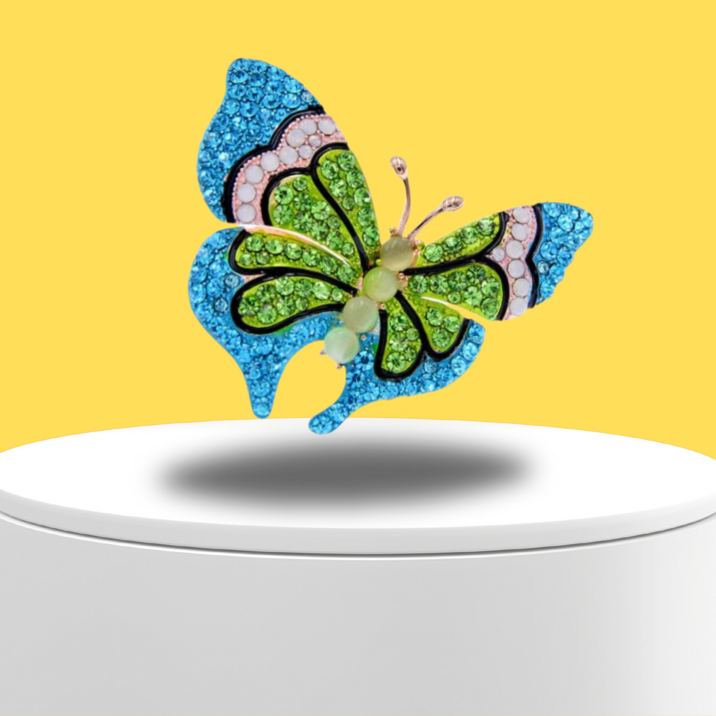 Baby Blue Butterfly Rhinestones Metal Design Fashion Brooch Pin