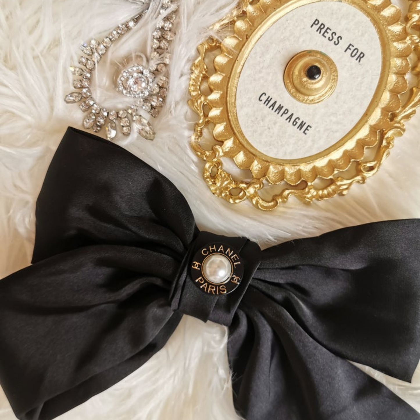 Luxury Reworked Button Satin Hair Bow