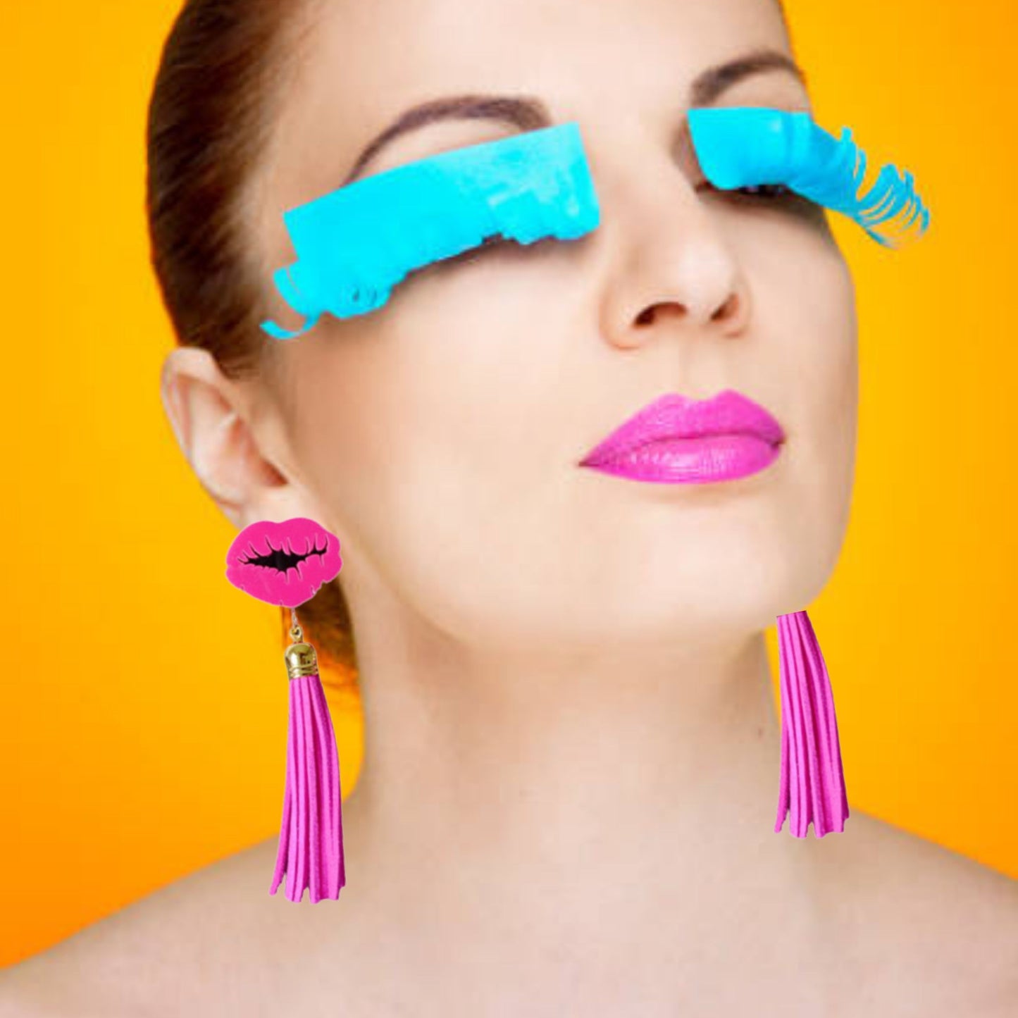 Pink Tassel Club Culture Bold Loud Statement Fashion Acrylic Earrings