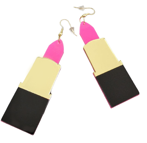 Pink Lipstick Club Culture Bold Loud Statement Fashion Acrylic Earrings