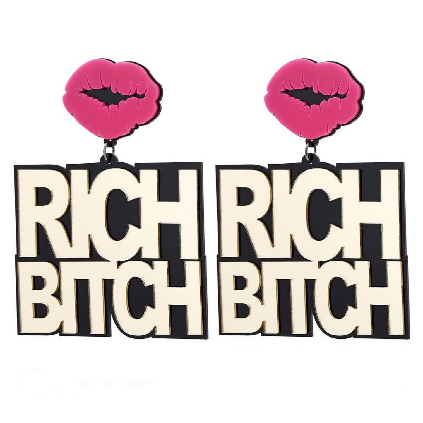 Rich B*tch Club Culture Bold Loud Statement Fashion Earrings
