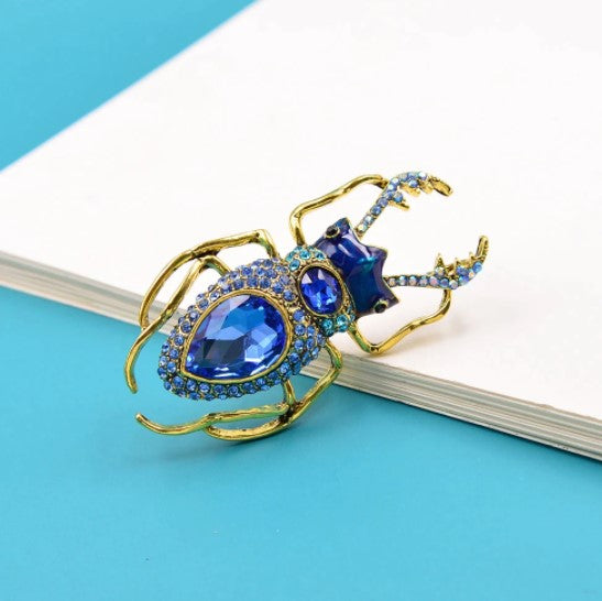 Blue Crystal Rhinestones Fashion Brooch Pin