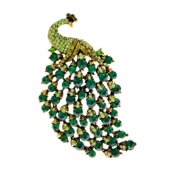 Green Rhinestones Metal Glass Crystal Design Fashion Brooch