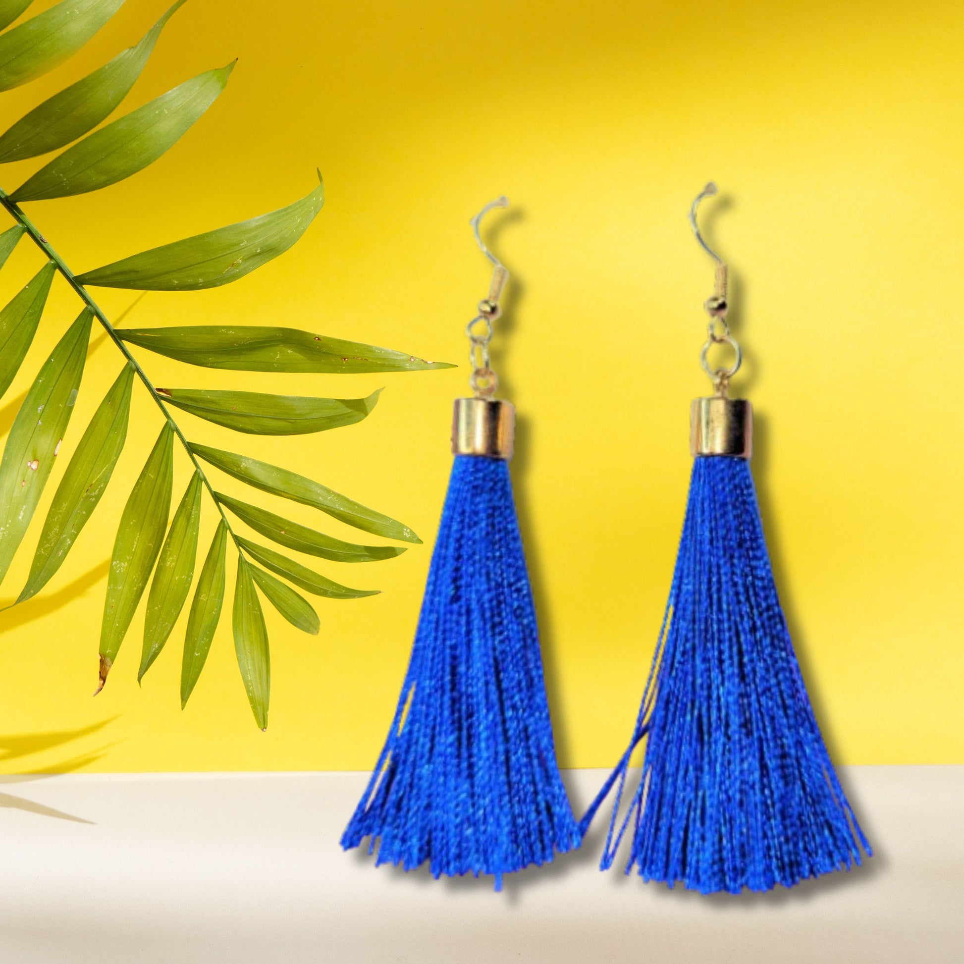 Blue Tassel Fringe Earrings