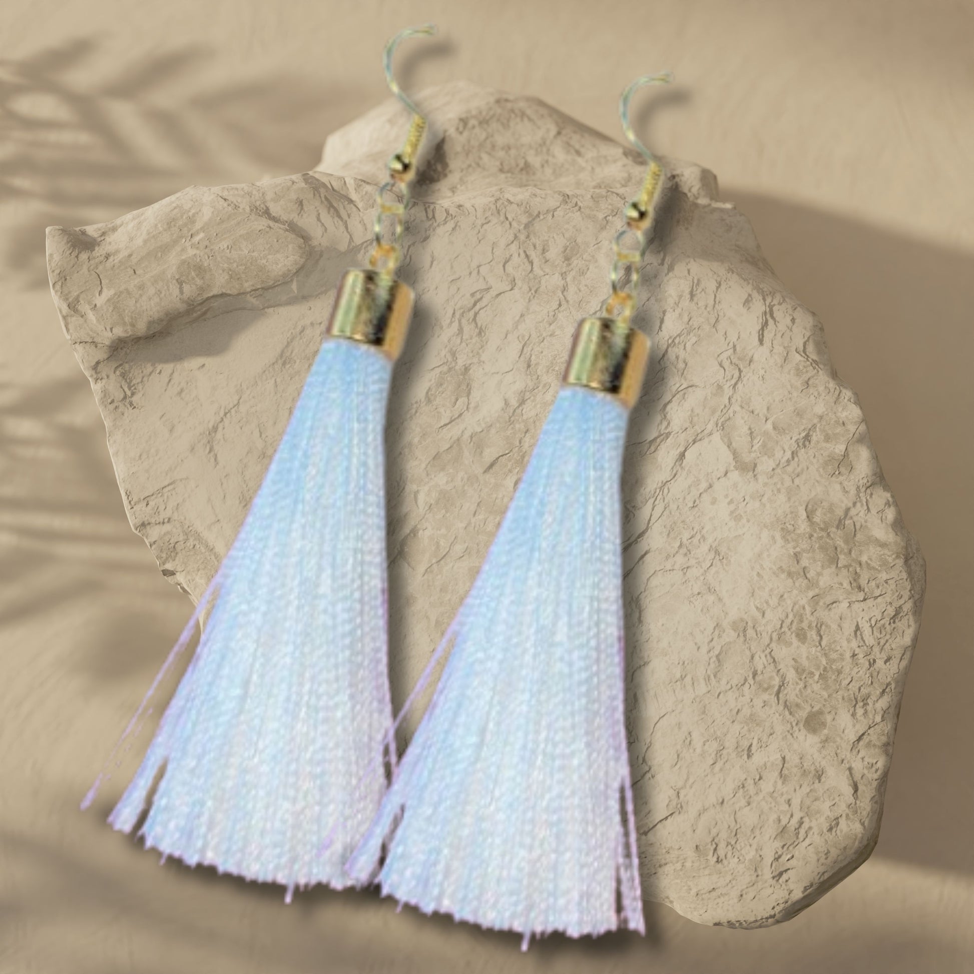 White Tassel Fringe Earrings