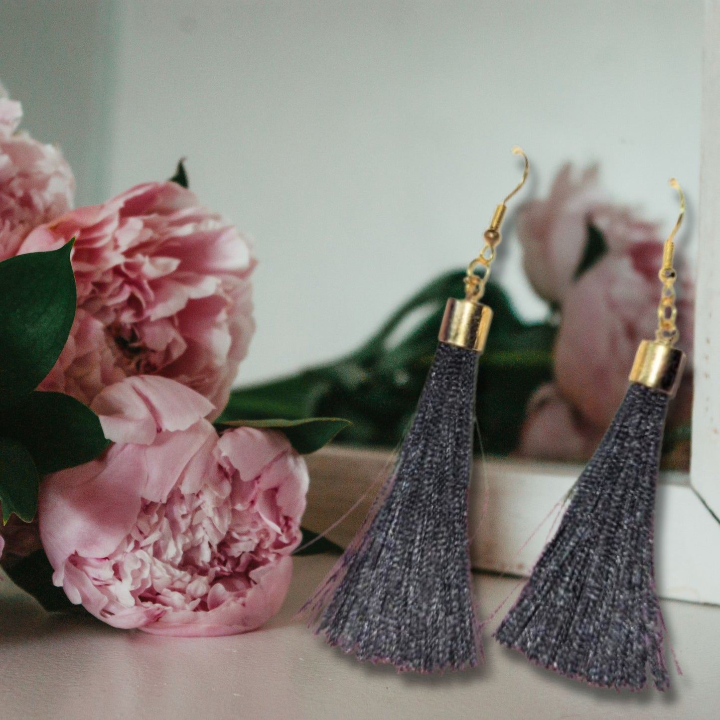 Black Tassel Fringe Earrings