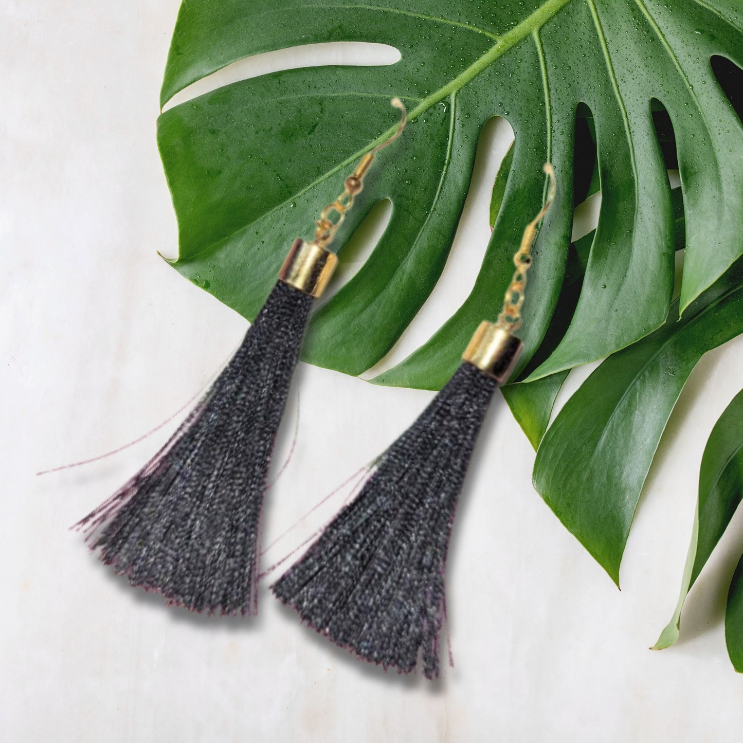 Black Tassel Fringe Earrings