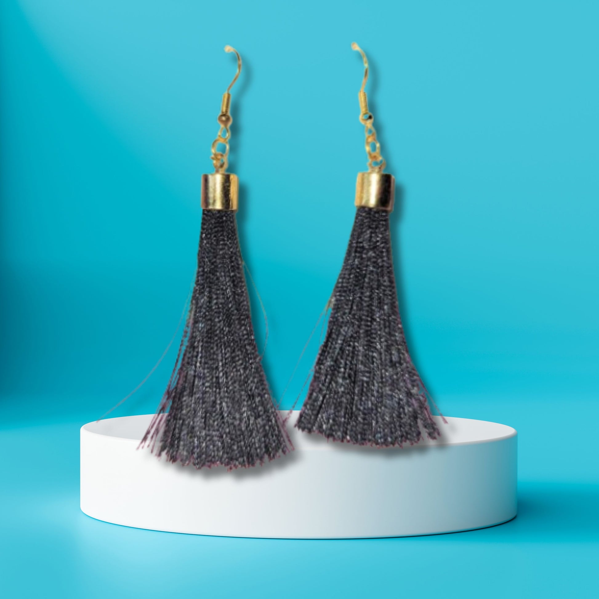 Black Tassel Fringe Earrings