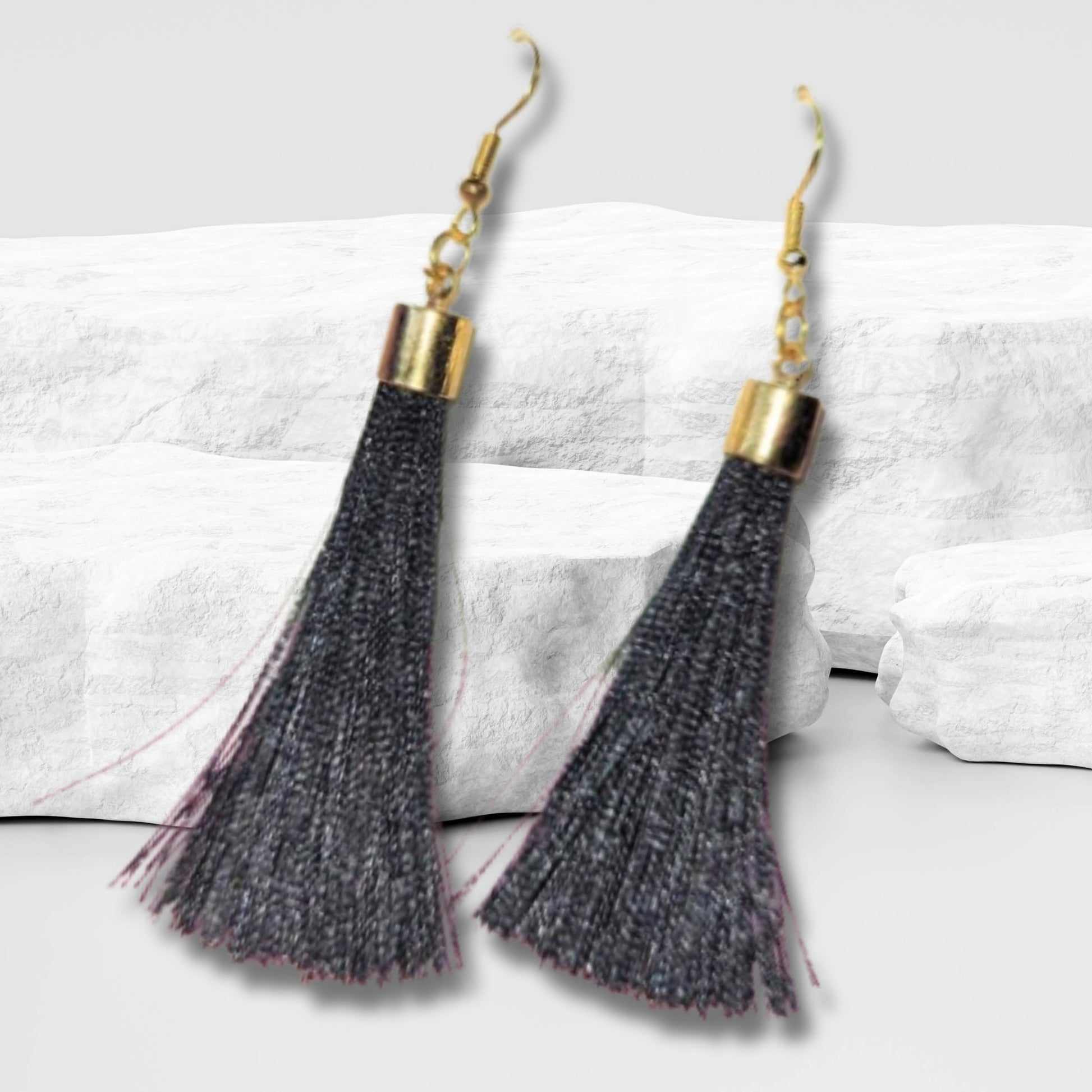 Black Tassel Fringe Earrings