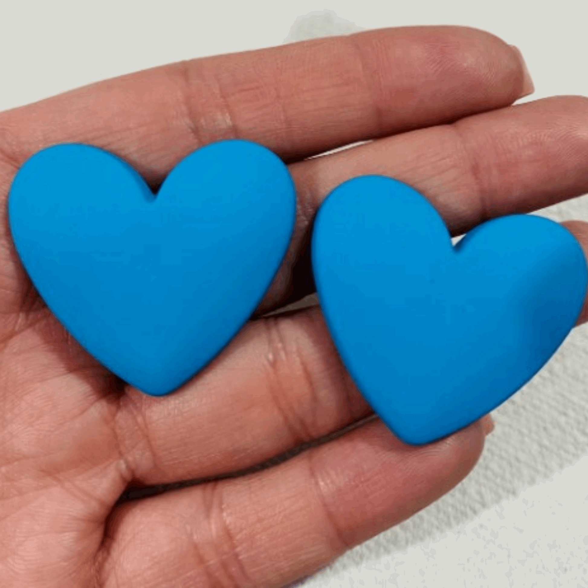Blue 80's Glam Bling Fashion Stud Retro Valentine Heart Statement Earrings