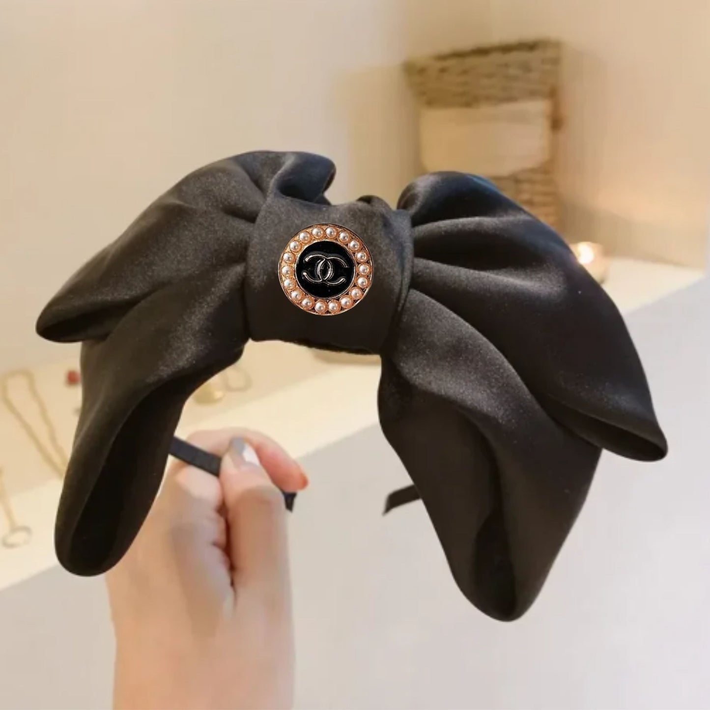 Luxury Reworked Button Satin Headband