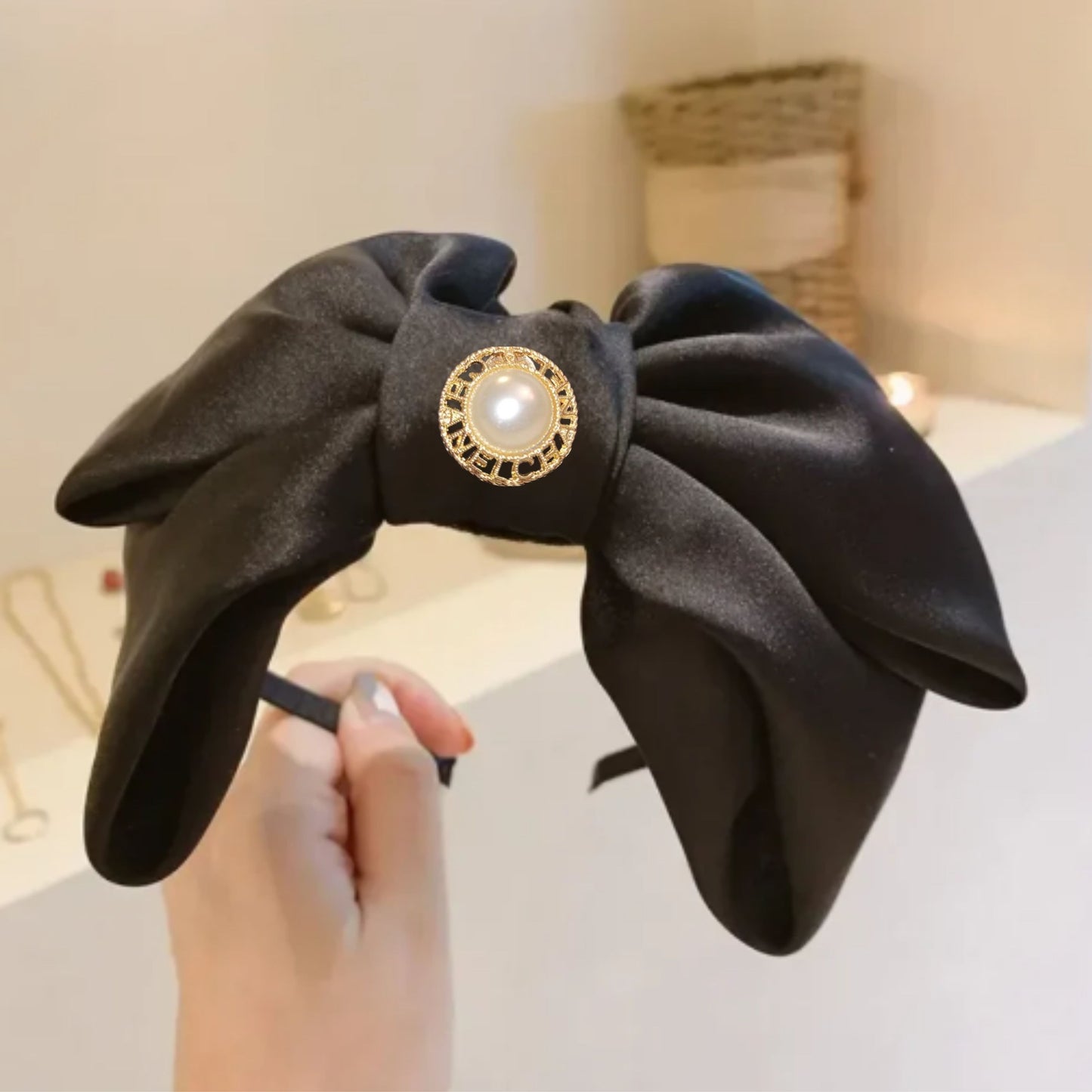 Luxury Reworked Button Satin Headband