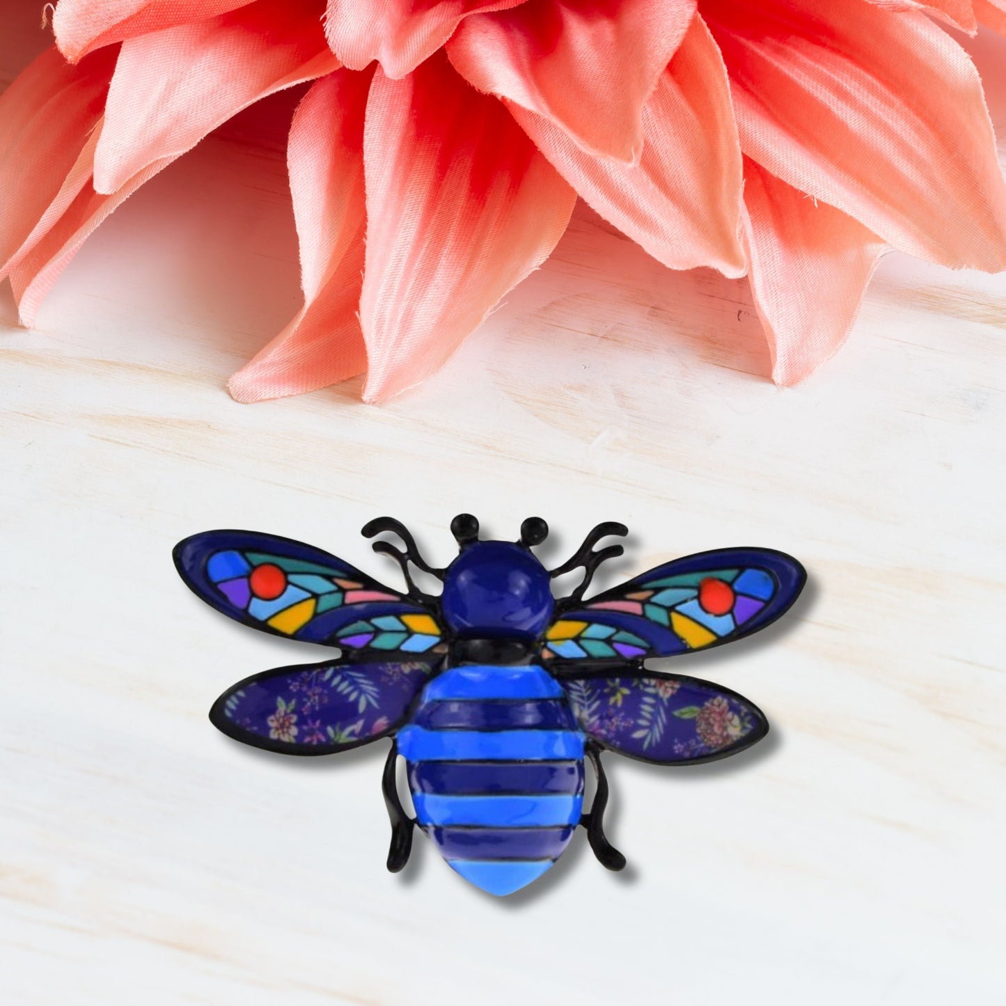 Blue Honeybee Brooch Pin