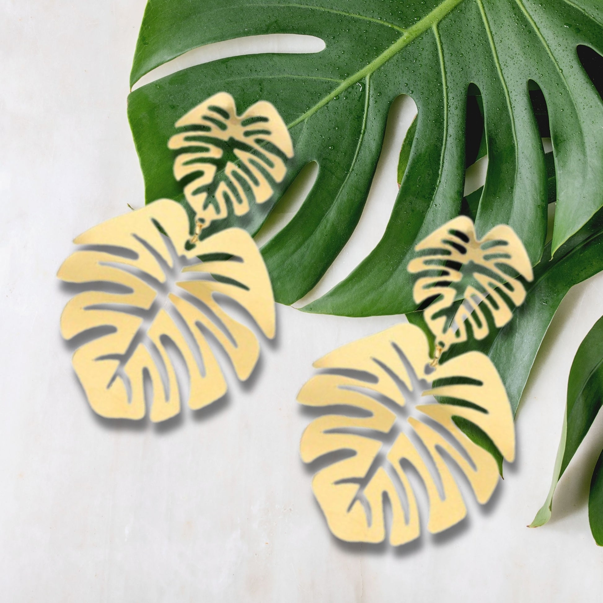 Gold Tropical Leaves Earrings