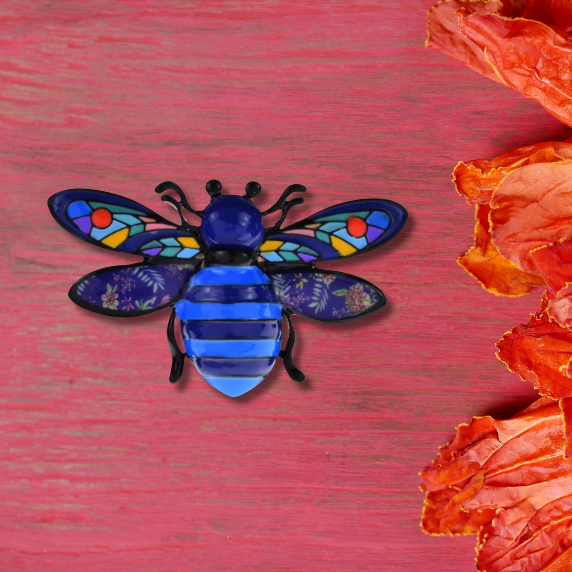 Blue Honeybee Brooch Pin